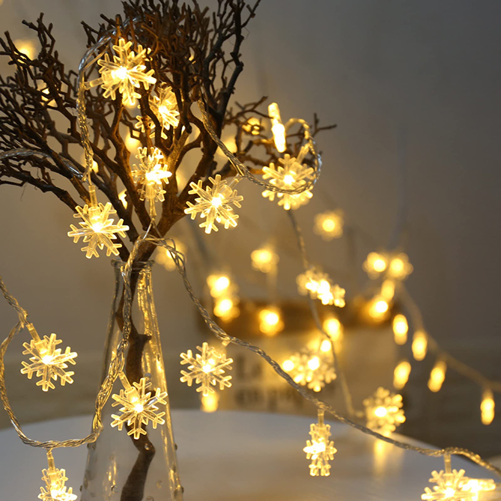 Yuehuam Snowflake Christmas String Lights - 10 Pack Battery Operated 10LED Fairy Lights for Xmas Tree, Party, Bedroom, Home & Outdoor Decor - Perfect for Holiday Decorating, Wedding, Garden and Indoor Festive Lighting