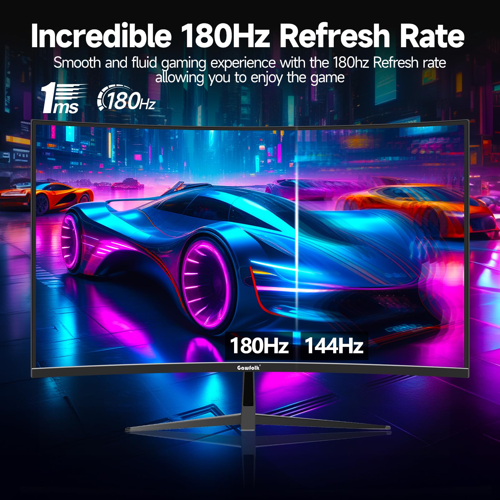 32 Inch 1800R Curved Gaming Monitor - 165Hz/180Hz VA Display with FreeSync, HDMI & DP Ports - Perfect for Home Office, Dorm Room & Esports Gaming