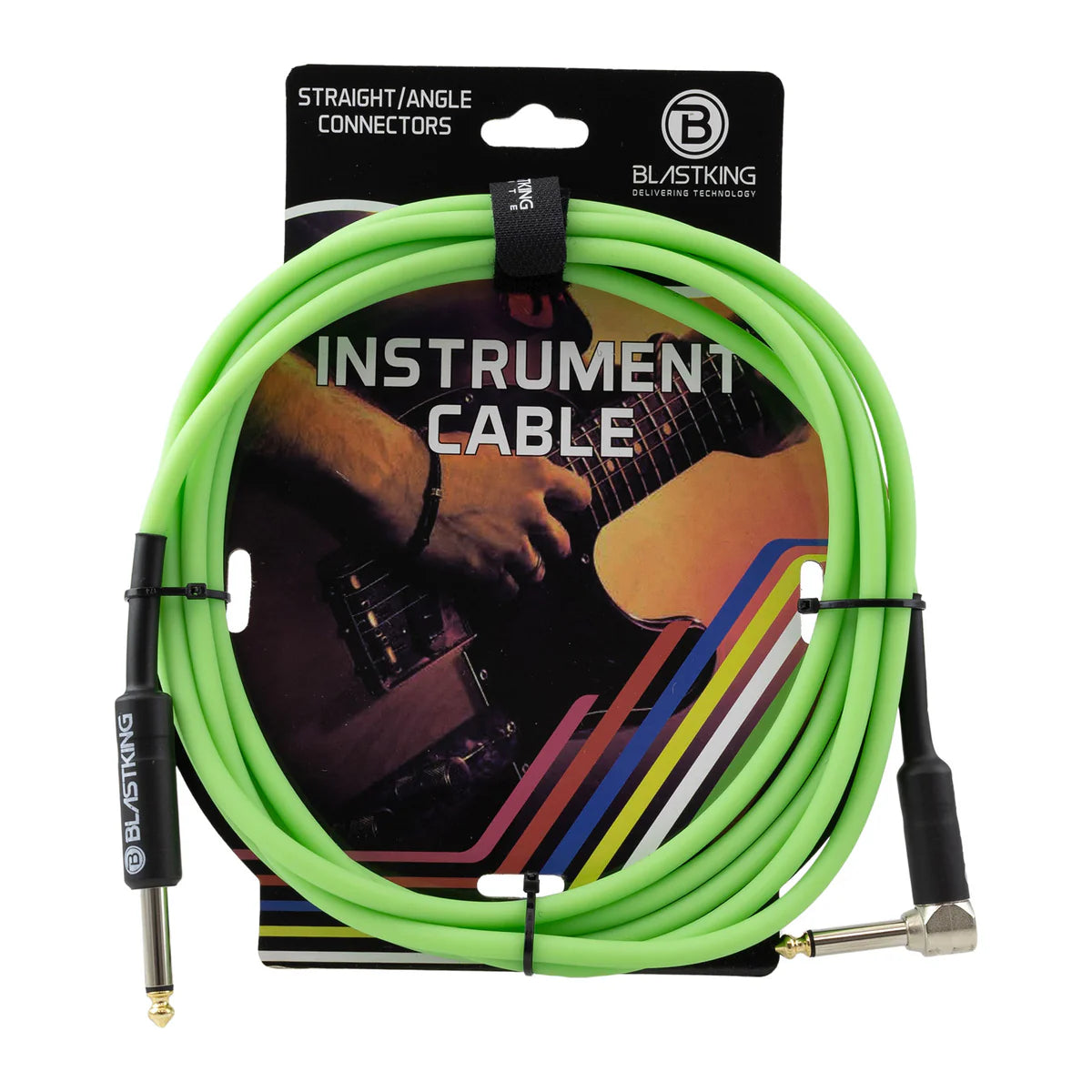 Blastking CGTR 10 Ft Professional Instrument Cable with Straight/Angle Connectors - Perfect for Guitar, Bass & Audio Equipment - Studio & Live Performance Use