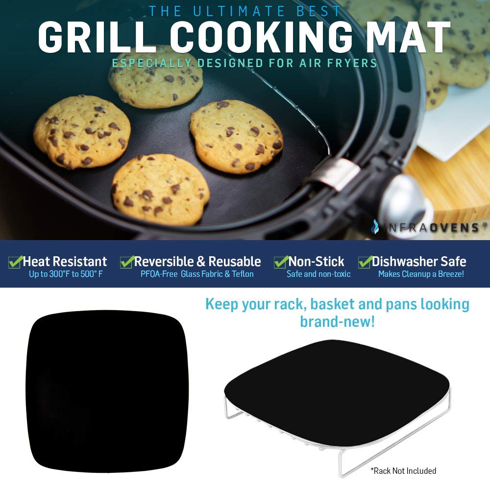Air Fryer Accessories Bundle - 3-Piece Non-Stick Cooking Mats Set Compatible with Philips, Nuwave, Secura, Maxi-Matic & More | Perfect for Roasting, Baking, Grilling Healthy Meals | Dishwasher Safe & Reusable