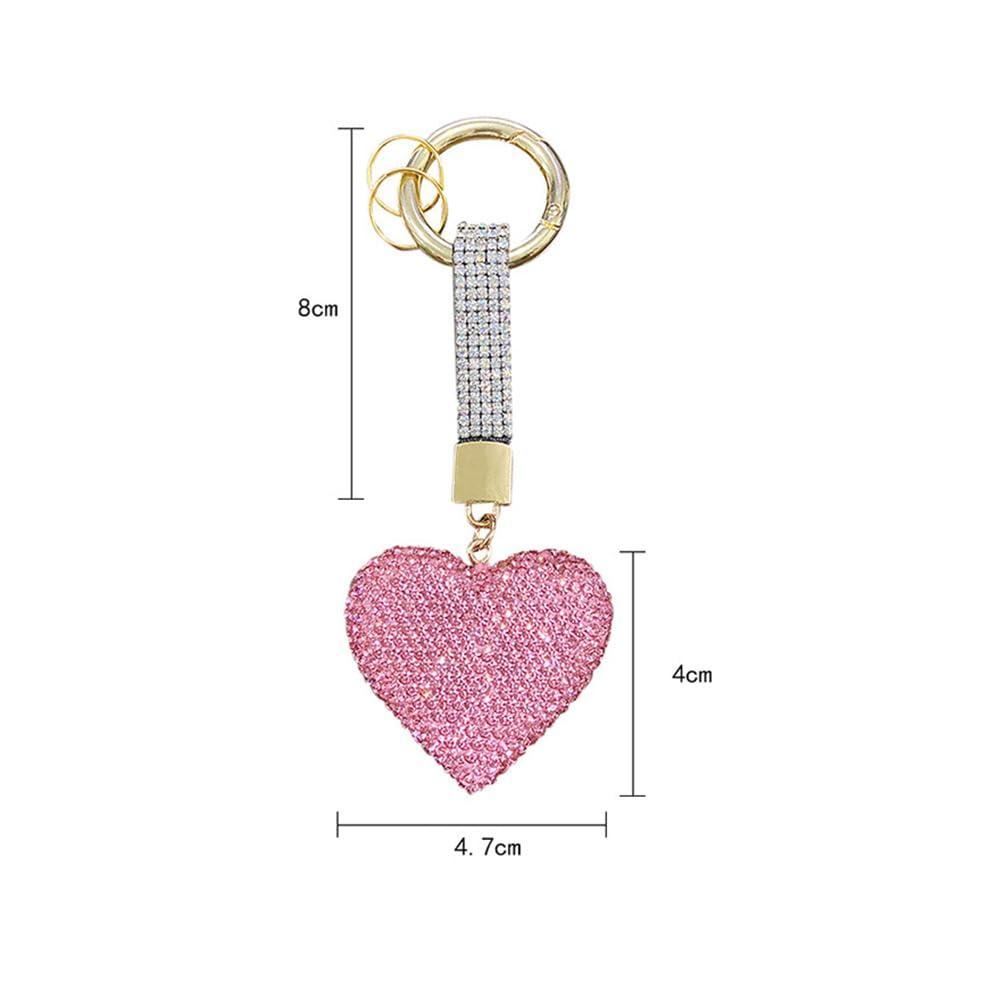 VALICLUD Rhinestone Sparkly Heart Keychain - Shiny Bag Charm Pendant for Women, Handbags, Backpacks & Car Decor - Perfect Gift for Valentine's Day, Birthday & Party Favors