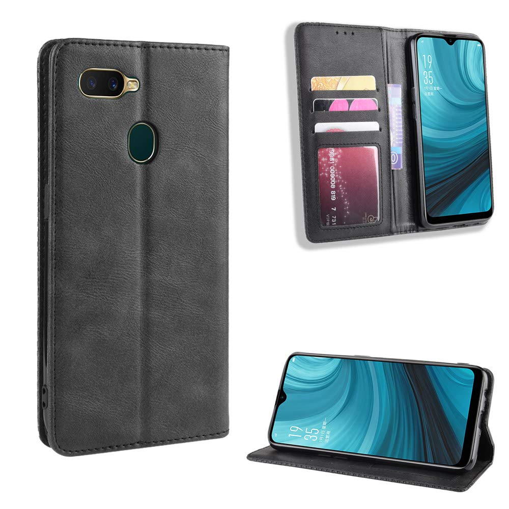Premium Leather Flip Case Cover for Oppo Ax5s / CPH1909 - Slim Protective Phone Wallet with Card Slots | Perfect for Work, Travel & Everyday Use