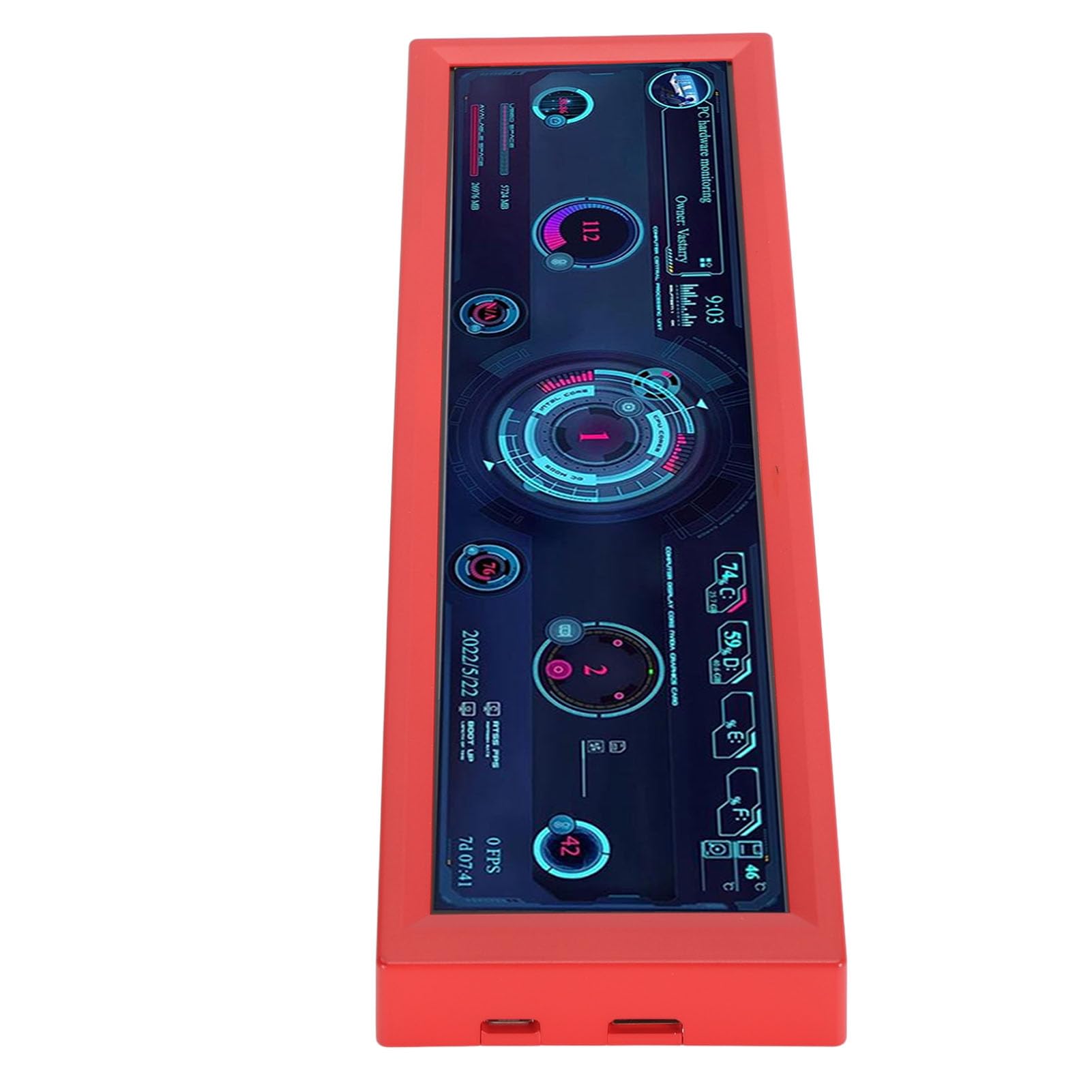 CICIGLOW 8.8 Inch PC Temperature Monitor - HD IPS 1920x480 Display with Mini HDMI/USB, Real-Time CPU GPU RAM FPS HDD Data Tracking for Gaming & Workstations (Red) - Perfect for Streamers, Overclockers & PC Enthusiasts