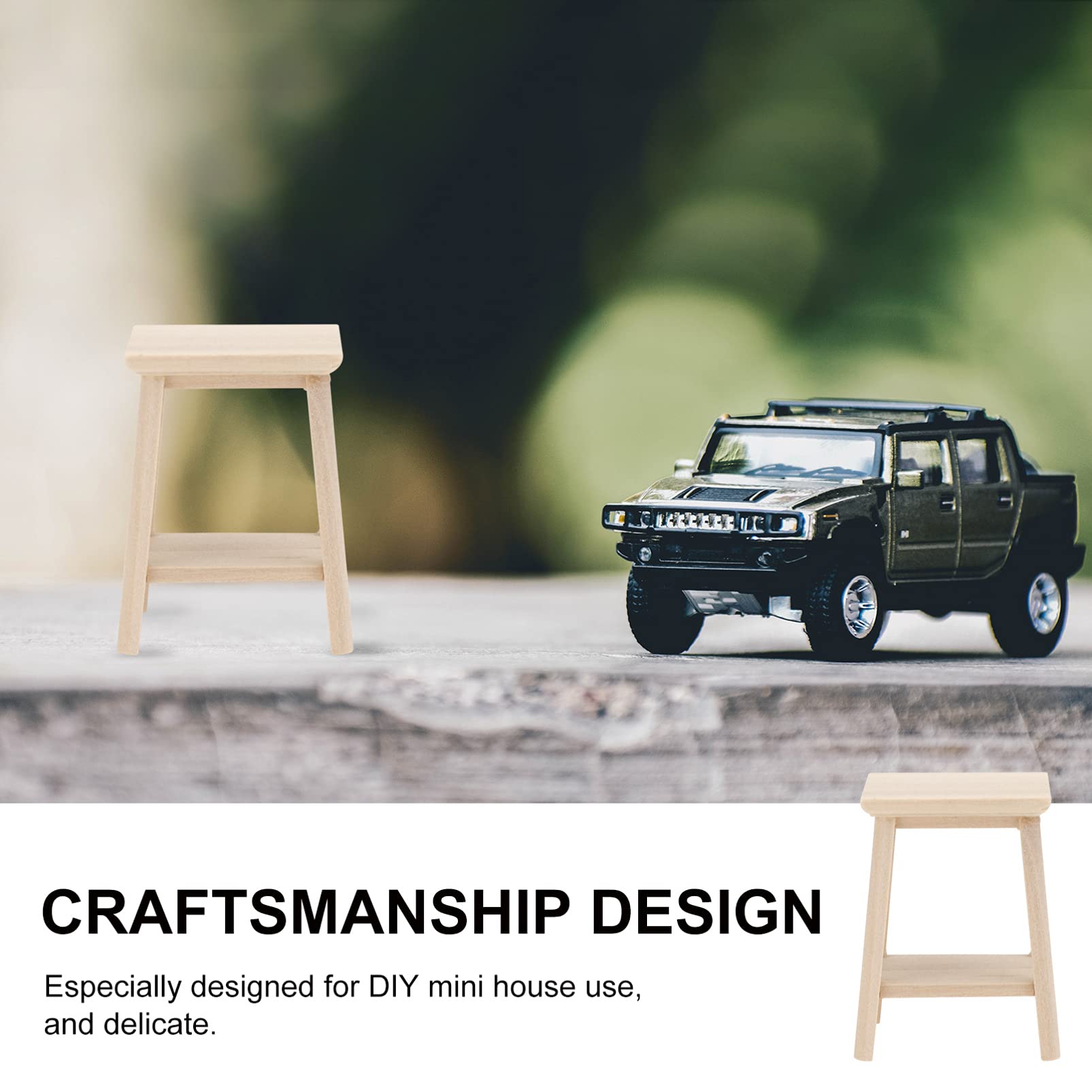 NUOBESTY Miniature Wooden Stool Model - DIY Bonsai Furniture Accessory, Tiny House Decor, Mini Wood Stool for Dollhouse, DIY Crafts, and Model Scenes | Perfect for Miniature Displays, DIY Projects, and Home Decor