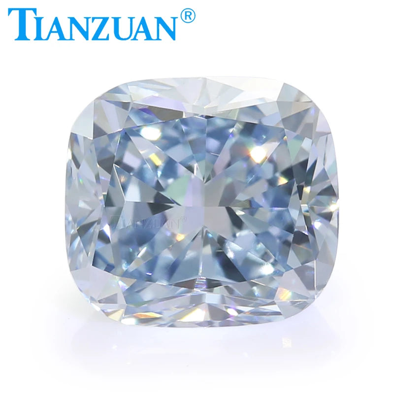 Lab Grown HPHT Cushion Cut Fancy Blue Diamond - VS1/VS2 Clarity, 2EX Cut, GEMID Certified Loose Gemstone for Jewelry Making & Engagement Rings