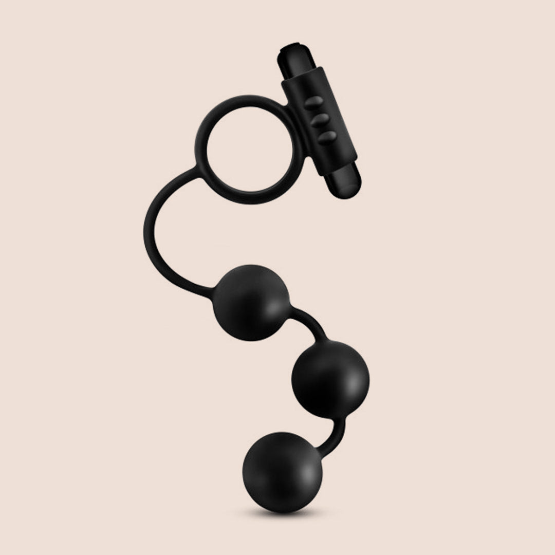 Premium Platinum Anal Balls with Vibrating C-Ring | Silicone Anal Beads for Couples & Solo Play | Enhance Intimacy & Sensation in the Bedroom