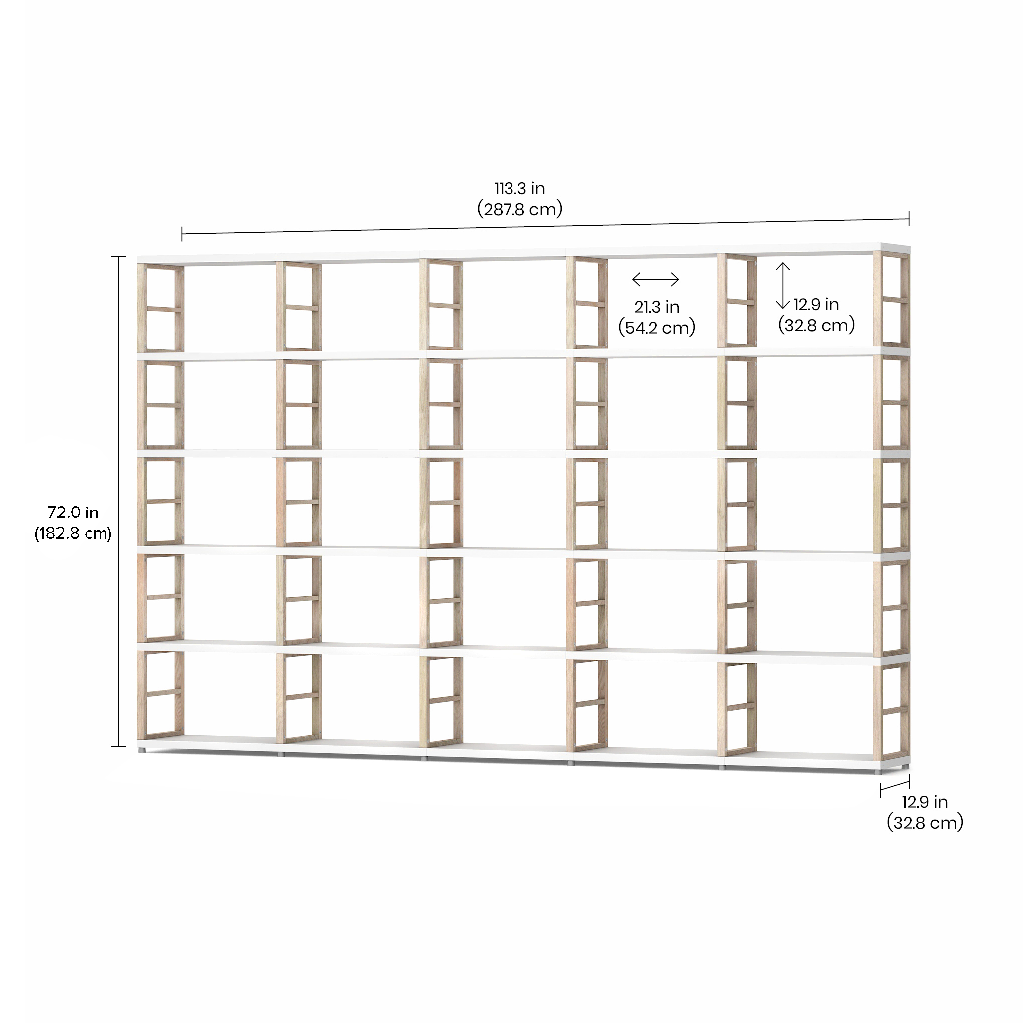 MAXX Modern 5x5 Shelving Unit - Sturdy Wooden Bookshelf for Living Room, Bedroom & Office Storage - Perfect for Organizing Books, Decor & Essentials