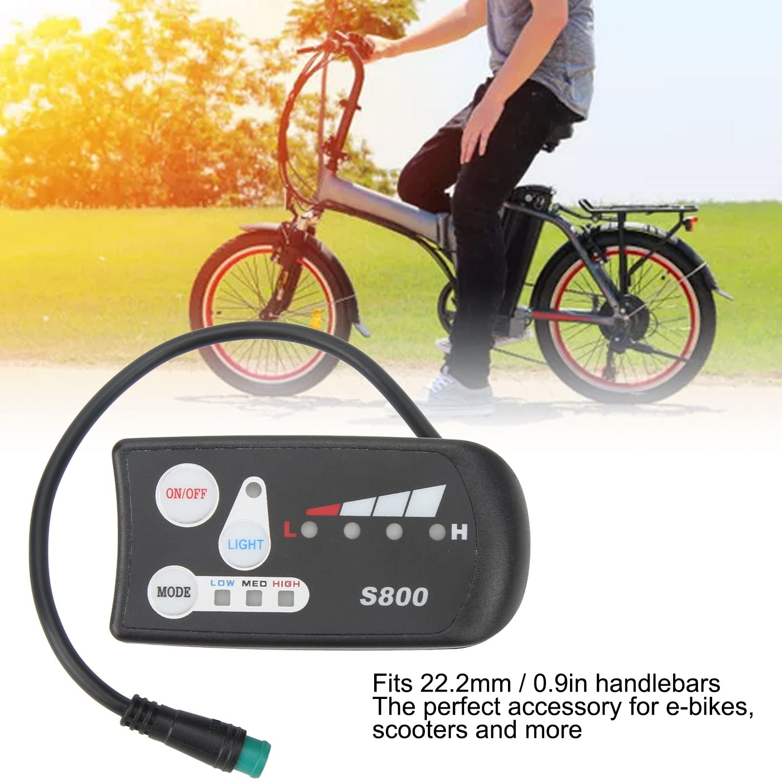 36V 48V Waterproof Electric Bike LED Display Meter - Multifunctional Digital Scooter S800 Display with Connector | Perfect for E-Bikes & Electric Scooters | Commuting, Leisure Riding & Outdoor Adventures