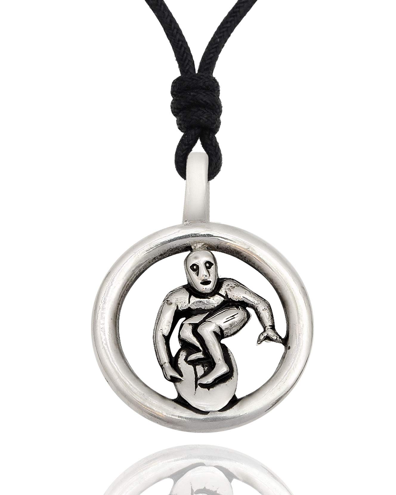 Vietguild Surfer Silver Pewter Charm Necklace Pendant - Handmade Surfing Jewelry for Beach Lovers & Ocean Enthusiasts - Perfect for Surf Trips, Summer Vacations & Boho Fashion