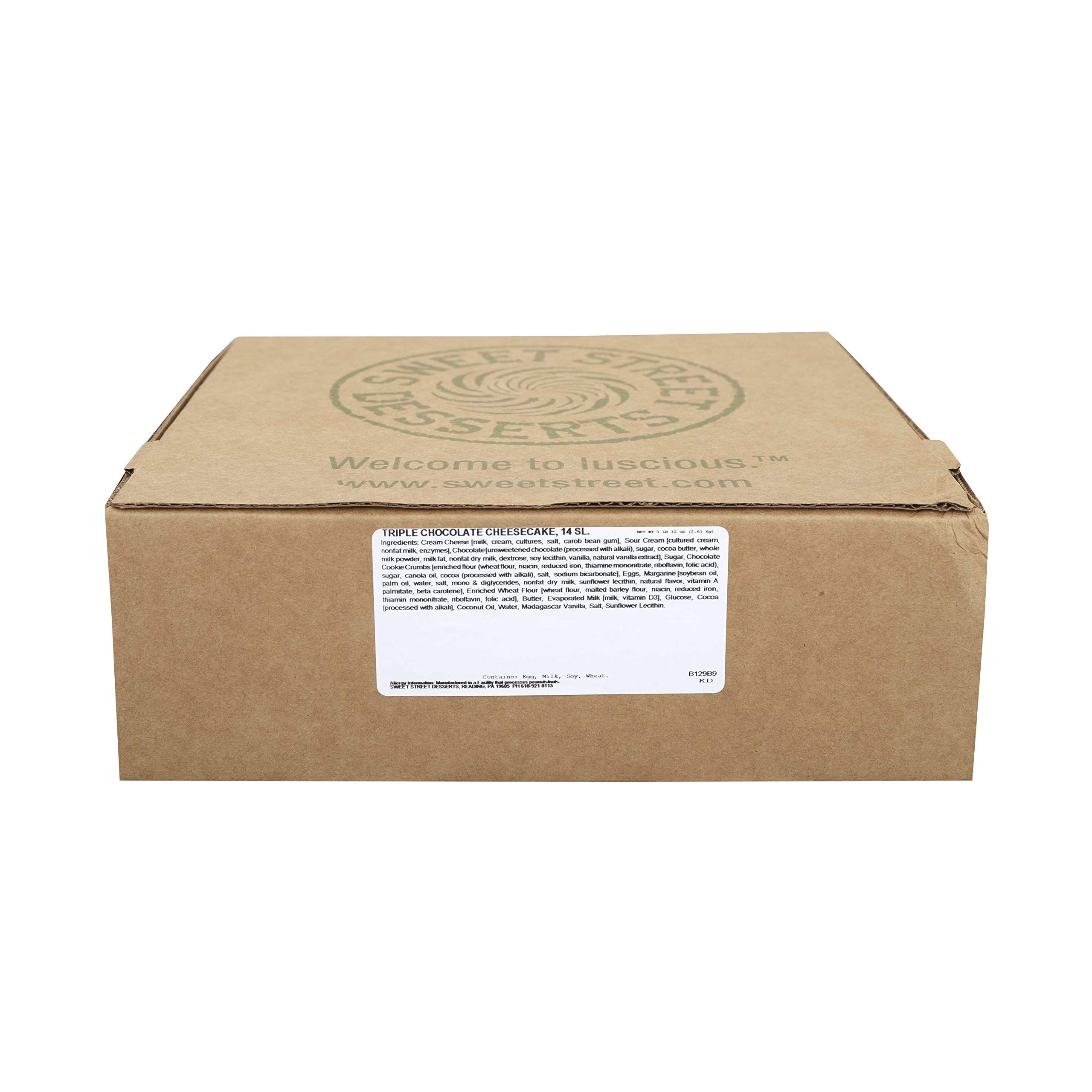 Sweet Street Triple Chocolate Cheesecake - 14 Slices (2 per Case) | Rich Chocolate Dessert for Parties, Holidays & Special Occasions