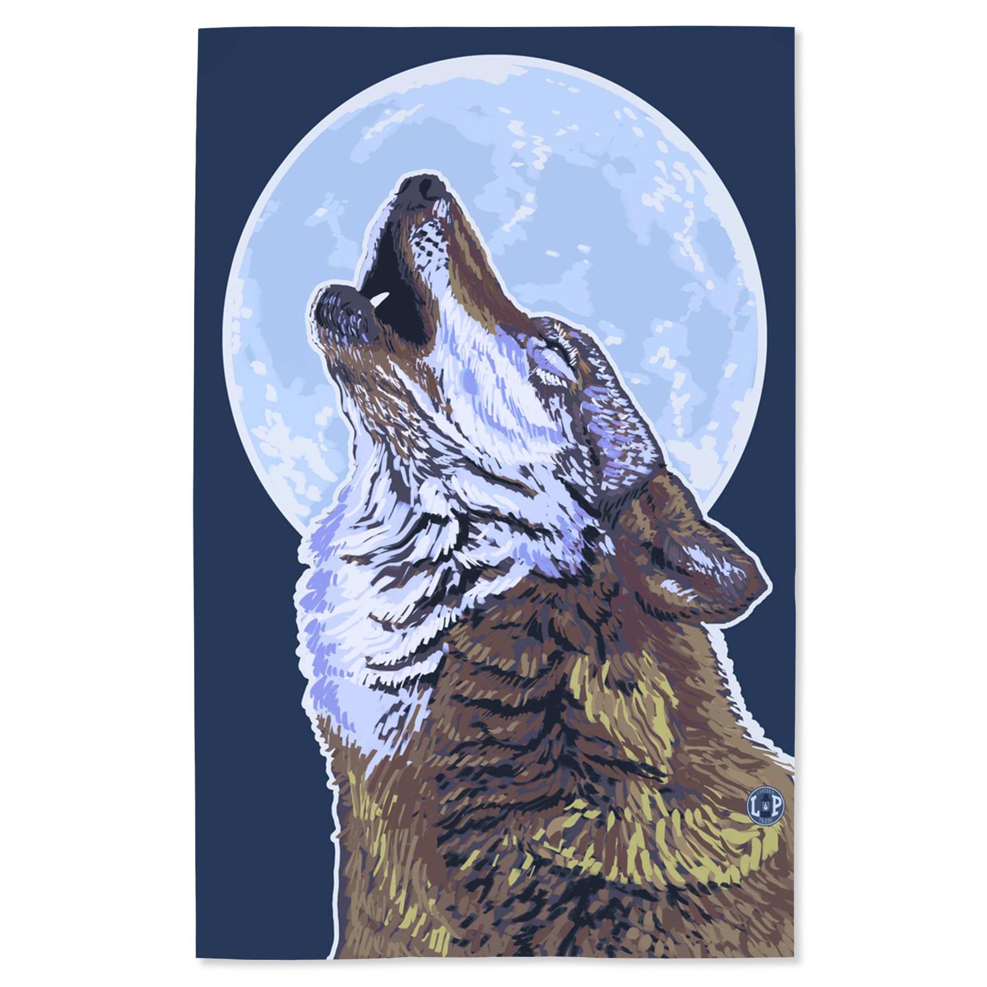 Lantern Press 16x24 Inch Giclee Art Print - Wolf Howling at Moon Wall Decor - Premium Canvas for Living Room, Bedroom & Office