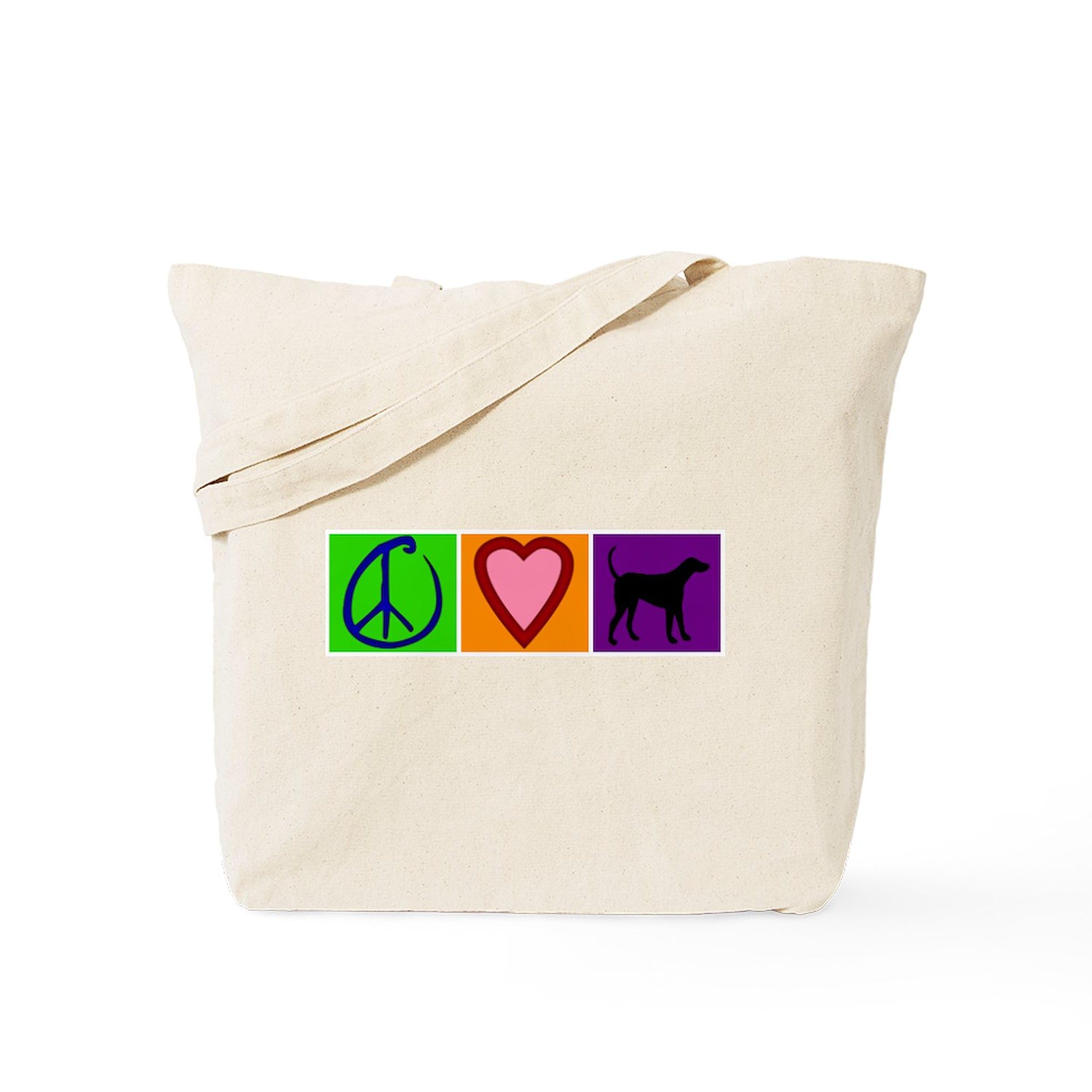 Peace Love Black Labs Tote Bag - Natural Canvas Reusable Shopping Bag for Groceries, Beach & Everyday Use | Eco-Friendly & Durable