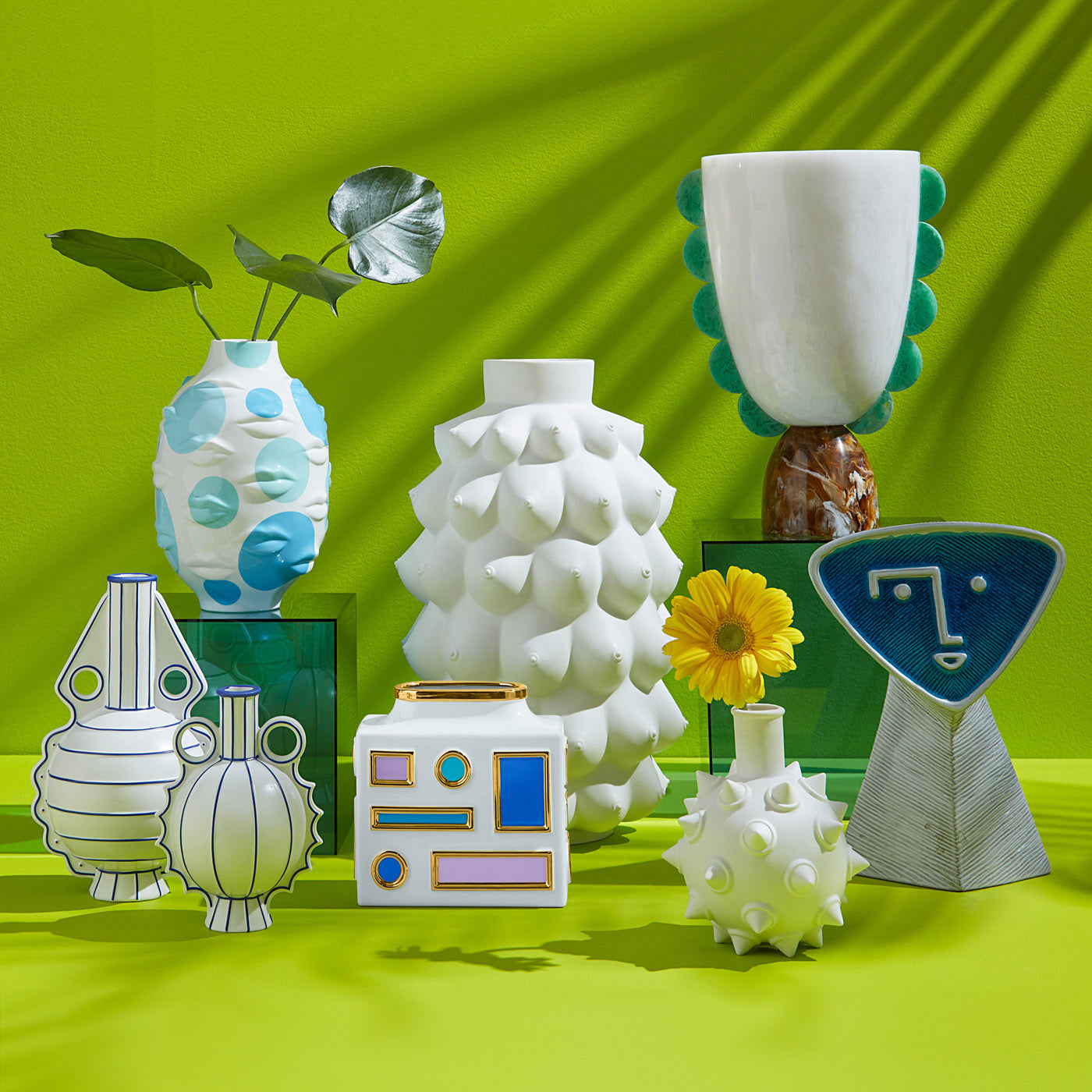Emilio Modern Low Vase - Minimalist Ceramic Flower Vase for Home Decor, Wedding Centerpieces & Tabletop Arrangements