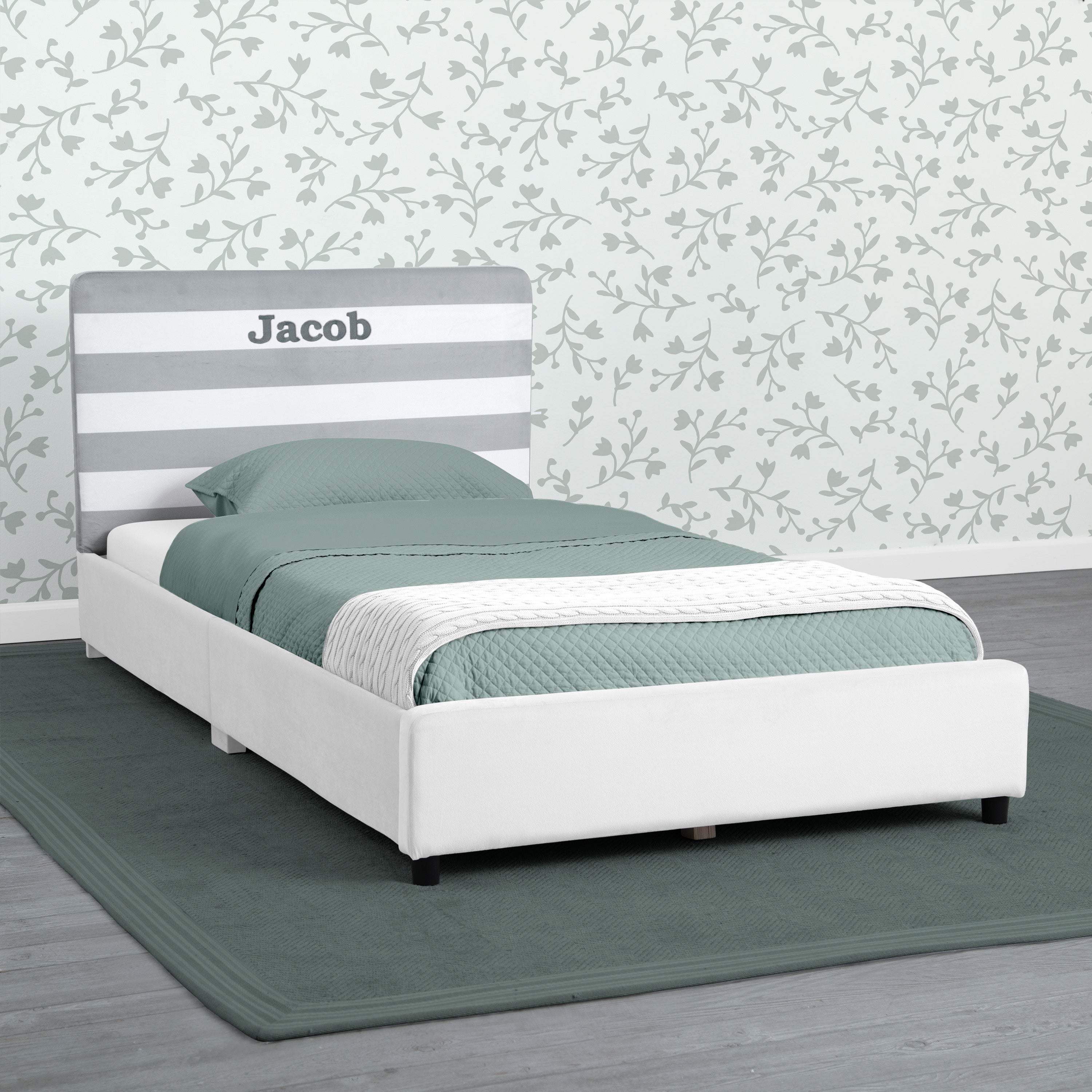 Custom Upholstered Twin Bed with Headboard - Soft Fabric Headboard for Kids & Teens Bedroom - Perfect for Small Spaces, Dorms & Guest Rooms
