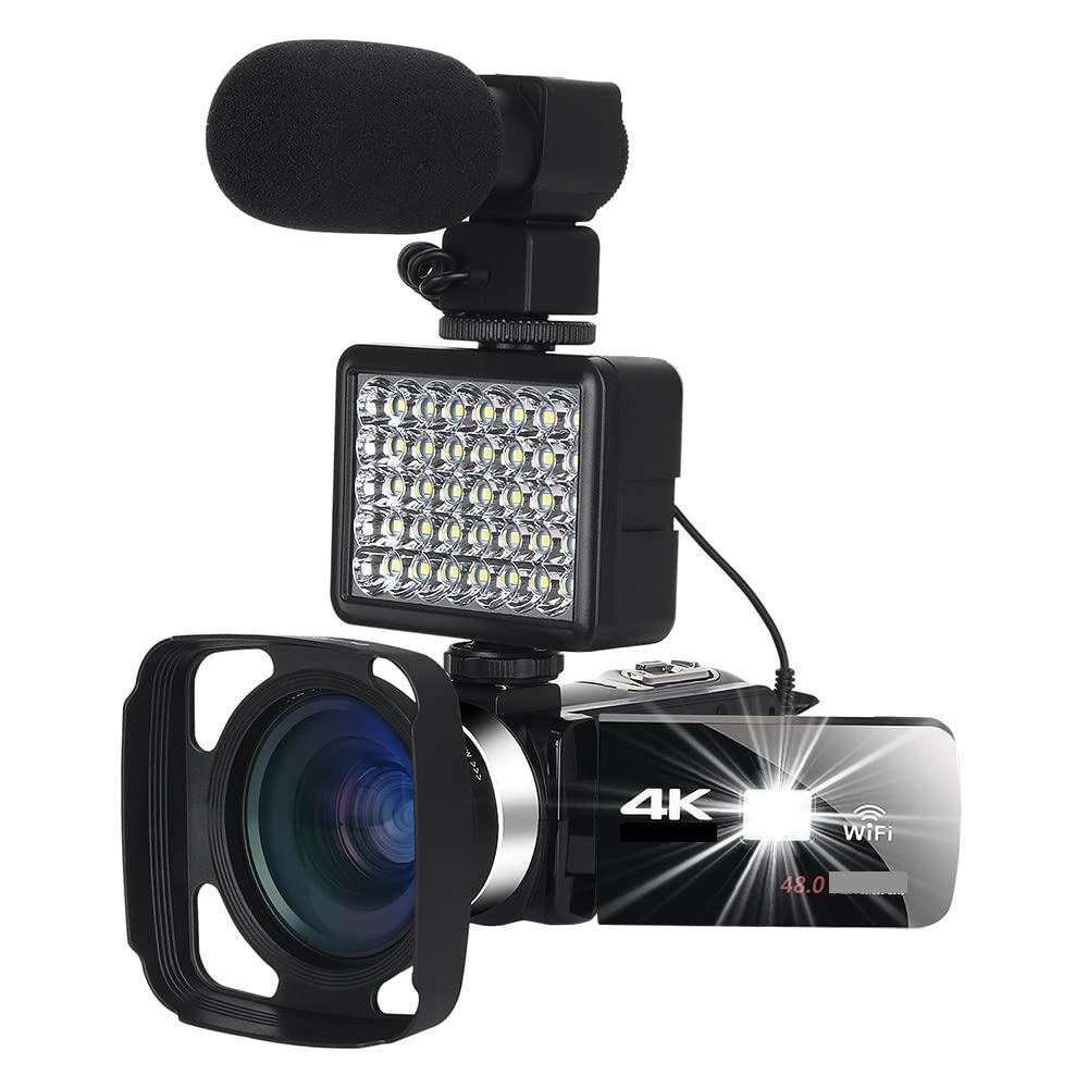4K Night Vision Camcorder - 48MP Vlog Camera for Live Streaming & Photography (No SD Card) - Perfect for Travel & Events