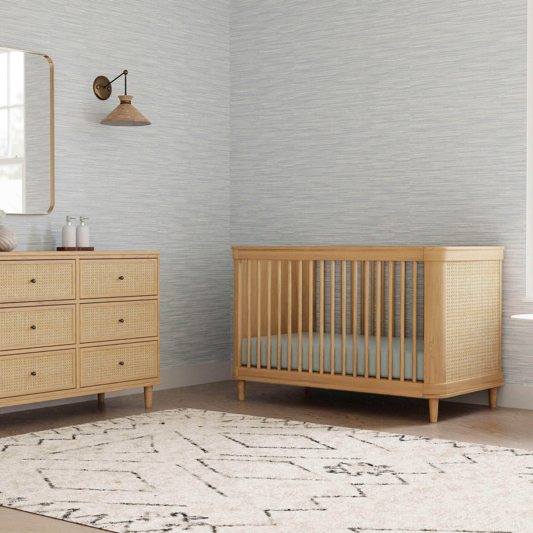 3-in-1 Convertible Baby Crib with Canopy - White Nursery Furniture for Newborns to Toddlers | Perfect for Bedrooms, Daycares & Nursery Rooms