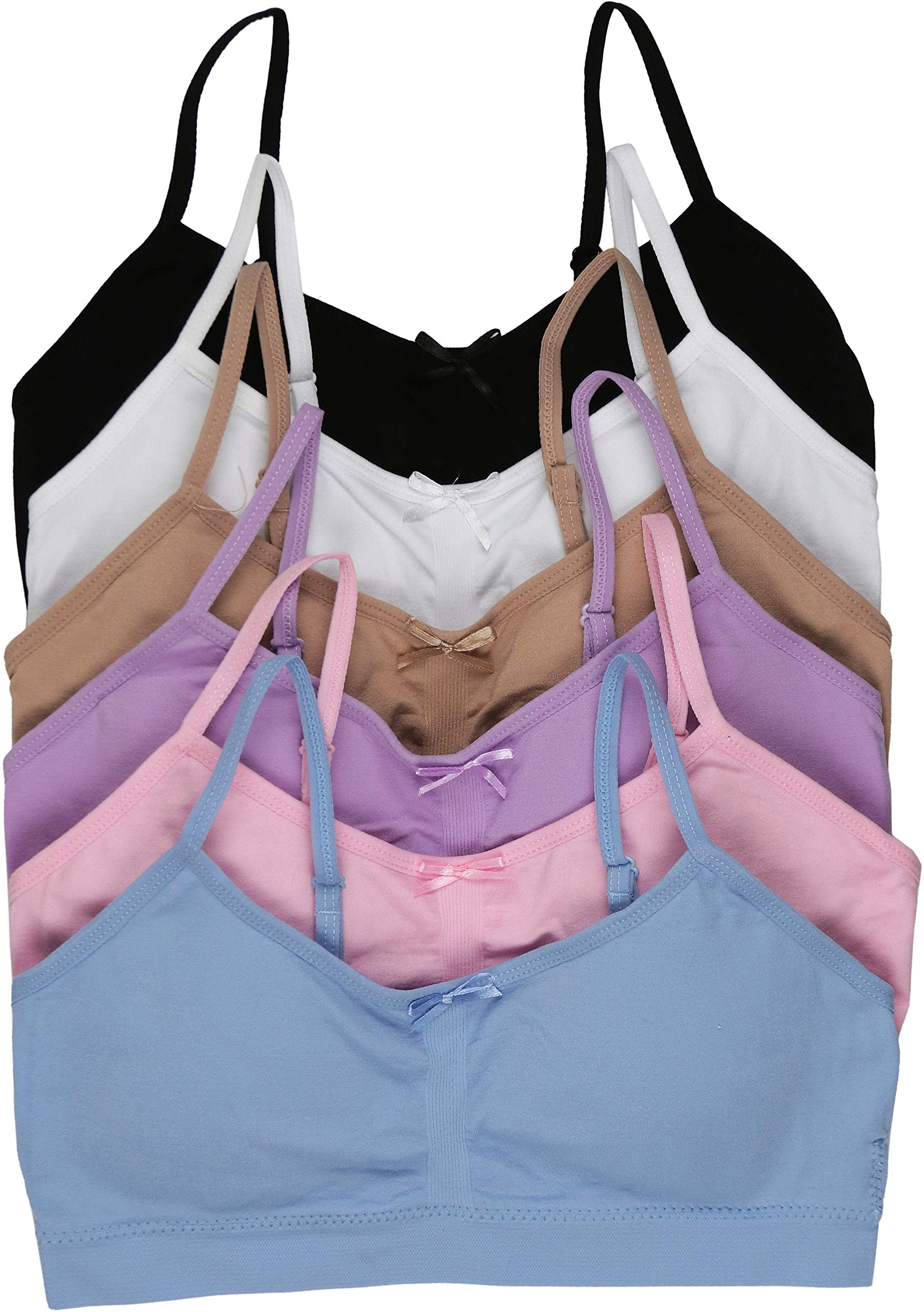ToBeInStyle Girls' 6-Pack Cotton Training Bras for Teens - Comfortable & Breathable First Bras for School, Sports & Everyday Wear