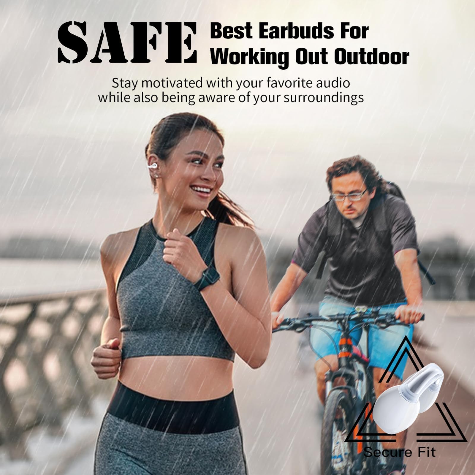 Wireless Bluetooth Open Ear Clip-On Bone Conduction Headphones - Comfortable Secure Fit for Running, Cycling & Workouts (Earbuds, Earphones, Headset)