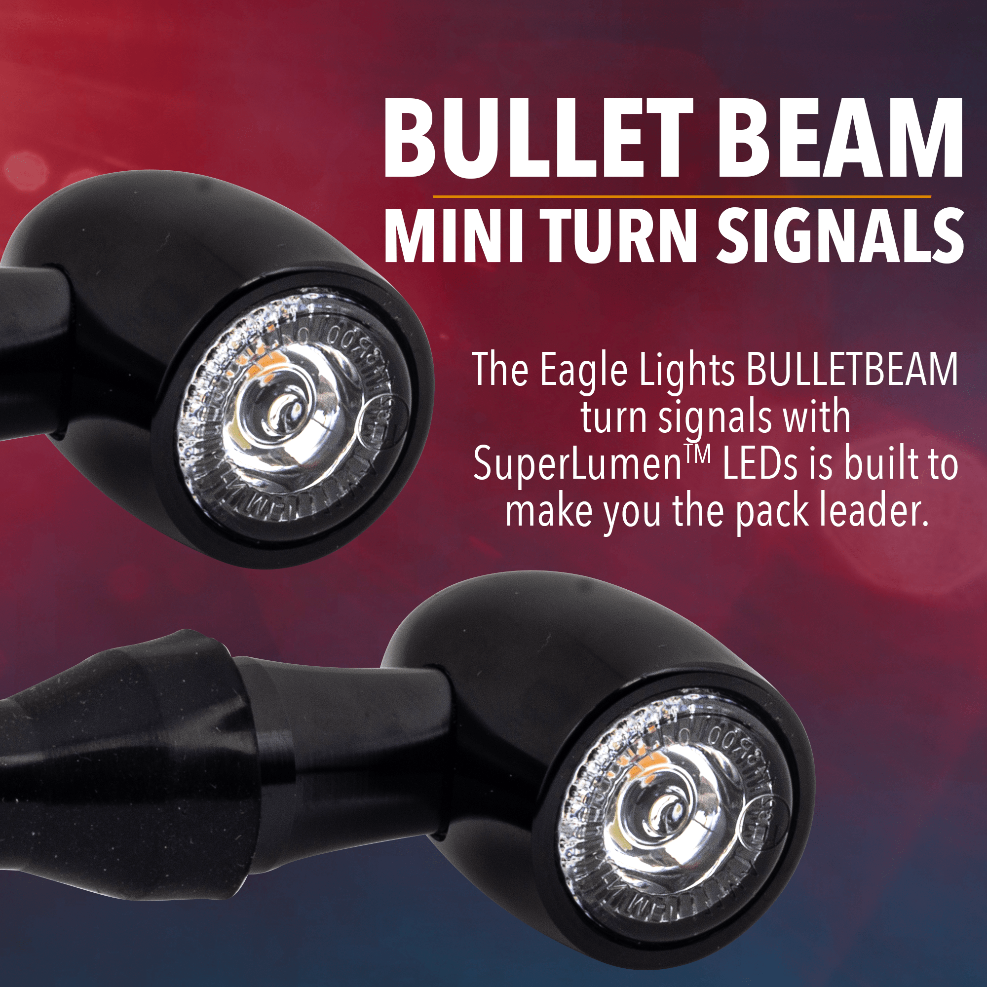 Eagle Lights BULLETBEAM Front LED Turn Signals with Running Lights for Indian Scout Bobber - High Visibility Daytime Running Lights & Turn Signals for Motorcycle Safety (Pair of 2) - Perfect for Night Riding, Urban Commuting & Custom Bike Builds