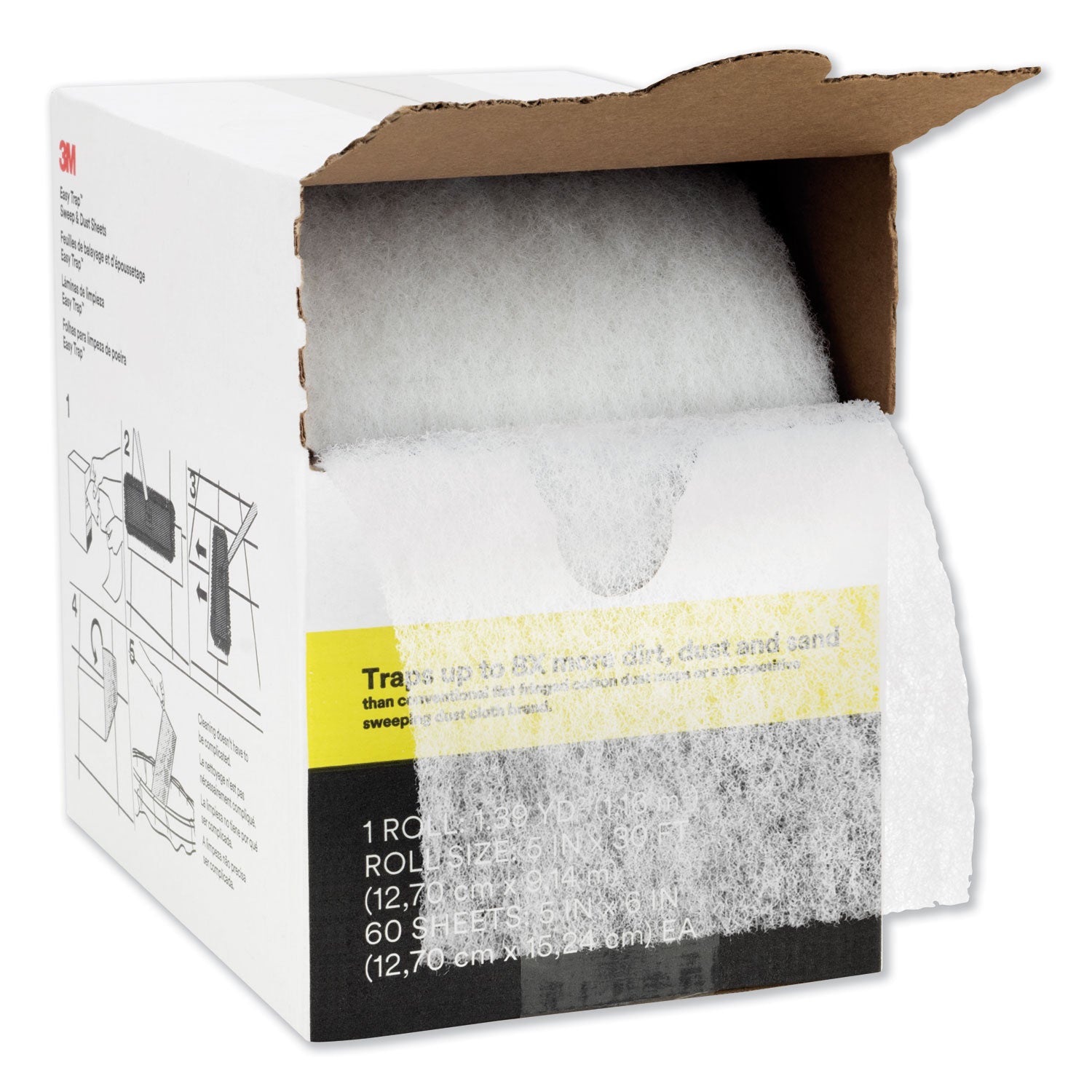3M™ Easy Trap Duster, 5 x 30 Feet, White, 60 Sheet Roll - Premium Dust Cleaning Sheets for Home, Office & Workshop - Ideal for Furniture, Electronics & Hard-to-Reach Areas