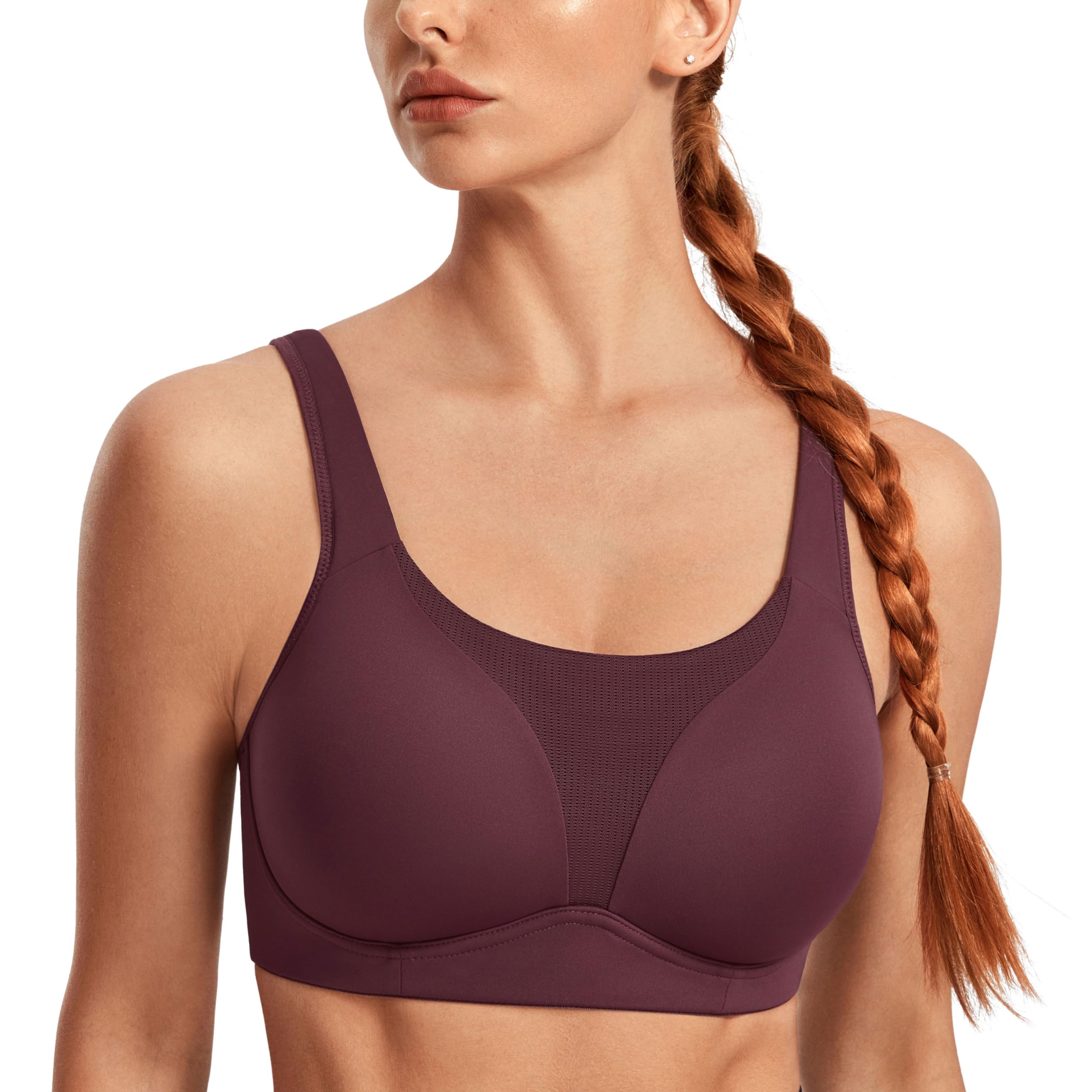 SYROKAN High Impact Sports Bras for Women - High Support Front Mesh Panel Running Bra with Padded Wireless Design - Perfect for Running, Gym Workouts & High-Intensity Training