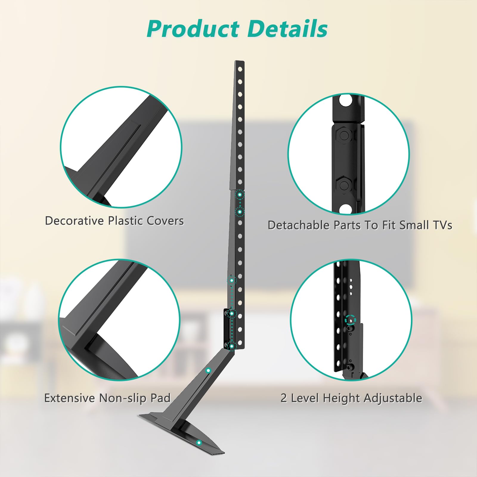 WALI Universal TV Stand for 22-65 Inch Flat Screen TVs up to 110lbs - Table Top TV Mount with 800x500mm VESA Compatibility (Black) - Perfect for Living Room, Bedroom, or Office Setup