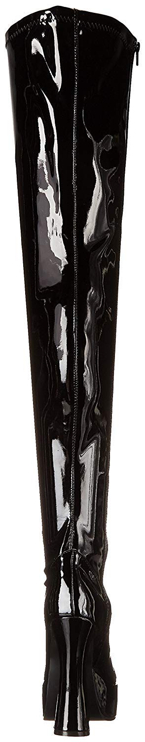 Ellie Shoes Women's Black Patent Leather Thigh High Boots - 6 Inch Chunky Heel Platform Boots for Party, Night Out & Cosplay