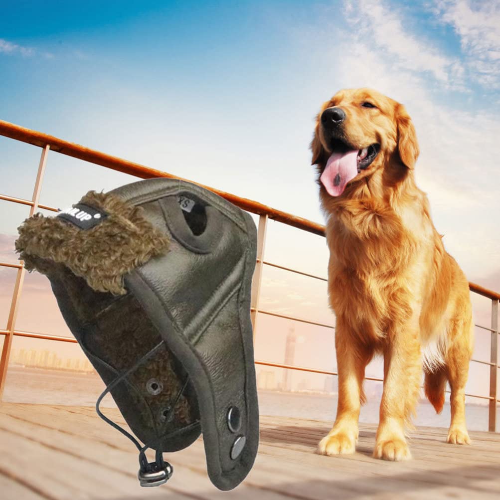 PU Leather Dog Pilot Hat - Winter Costume & Creative Makeup Cap for Small Medium Dogs - Dark Brown Aviator Style Pet Accessory for Cold Weather & Photo Shoots