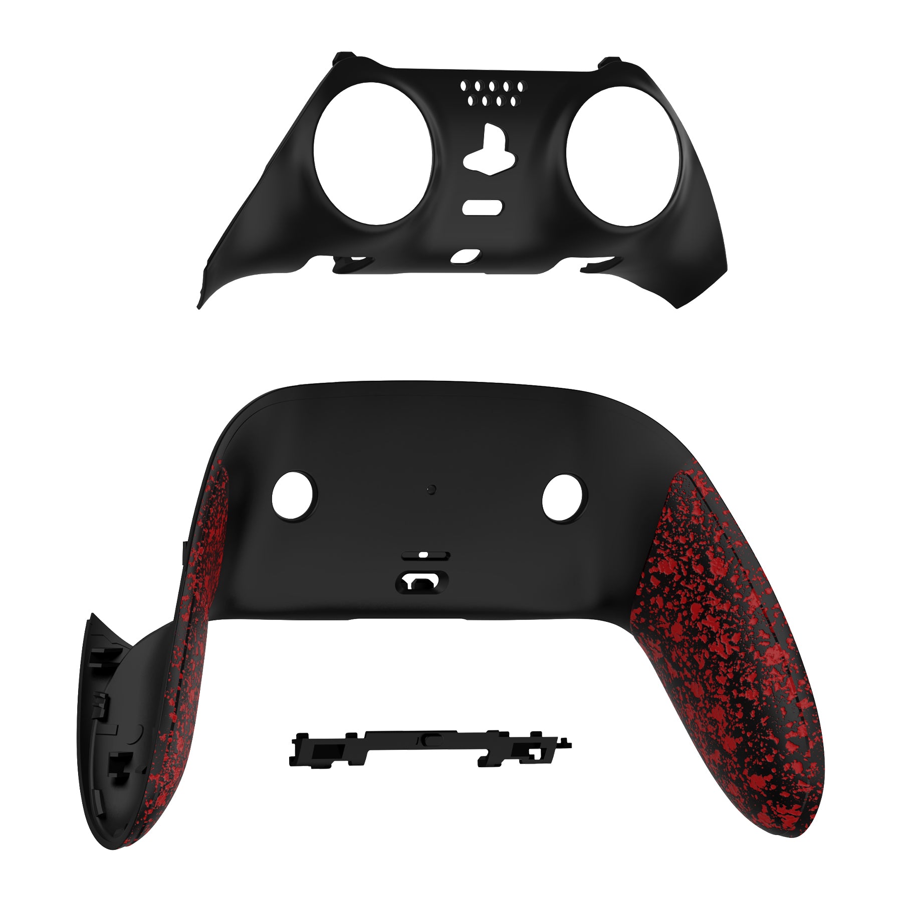 eXtremeRate Textured Red Front & Back Shell Cover for PS5 Edge Controller - DIY Replacement Top & Bottom Plates, Custom Decorative Trim - Perfect for Gaming, Customization & Enhanced Grip