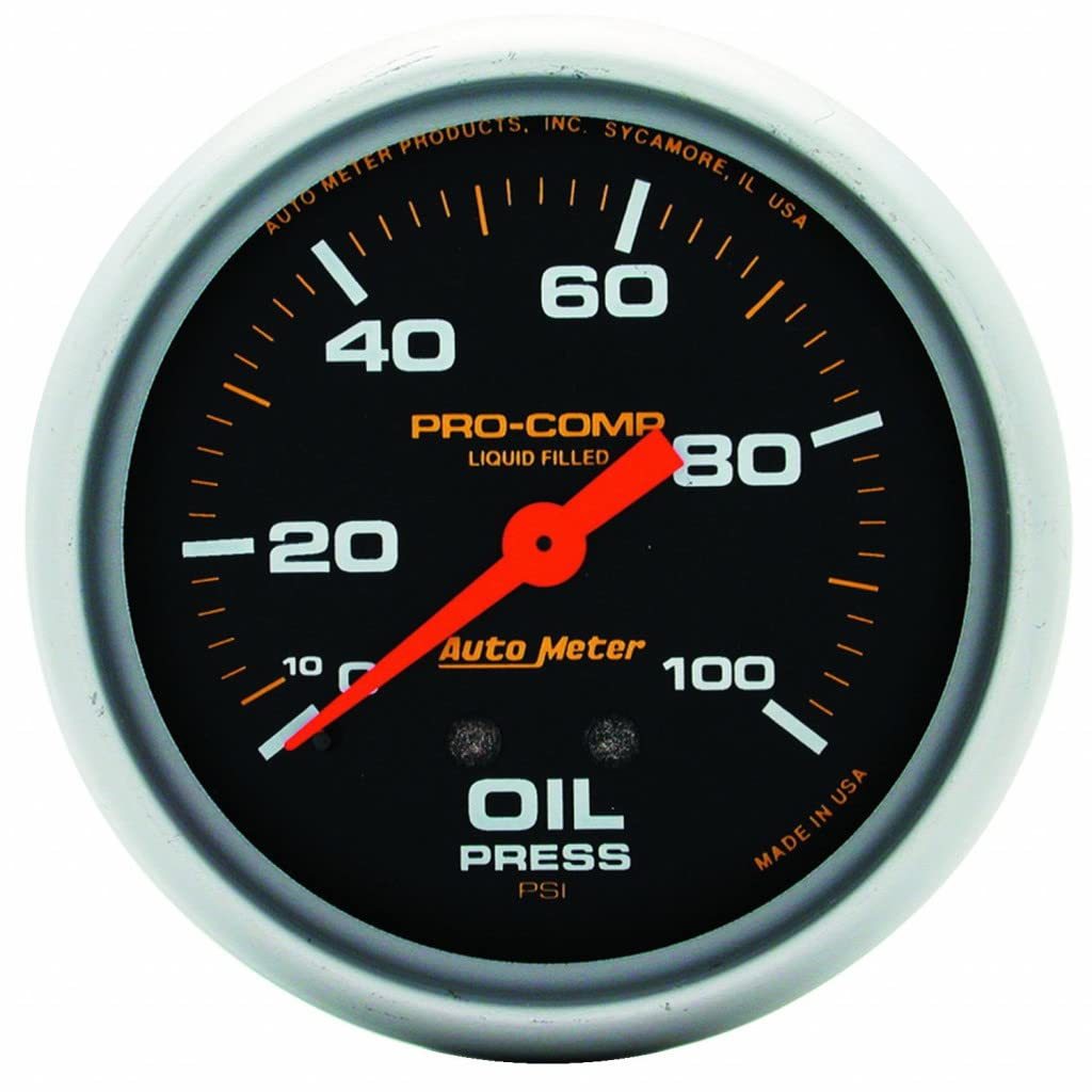 AutoMeter Liquid Filled Mechanical Oil Pressure Gauge 0-100 PSI 2-5/8