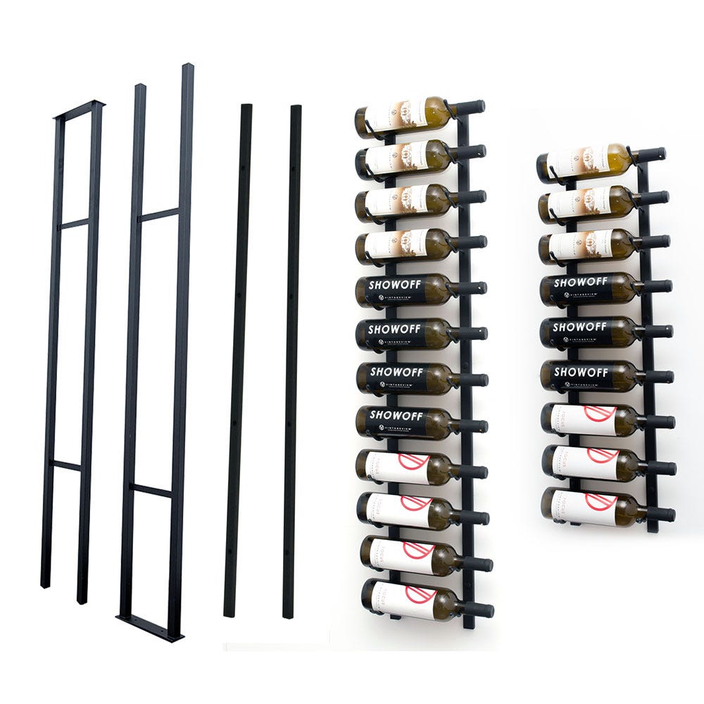 W Series 1-Sided Floating Wine Rack Kit - 21 Bottle Capacity Wall Mounted Storage for Kitchen, Dining Room or Wine Cellar