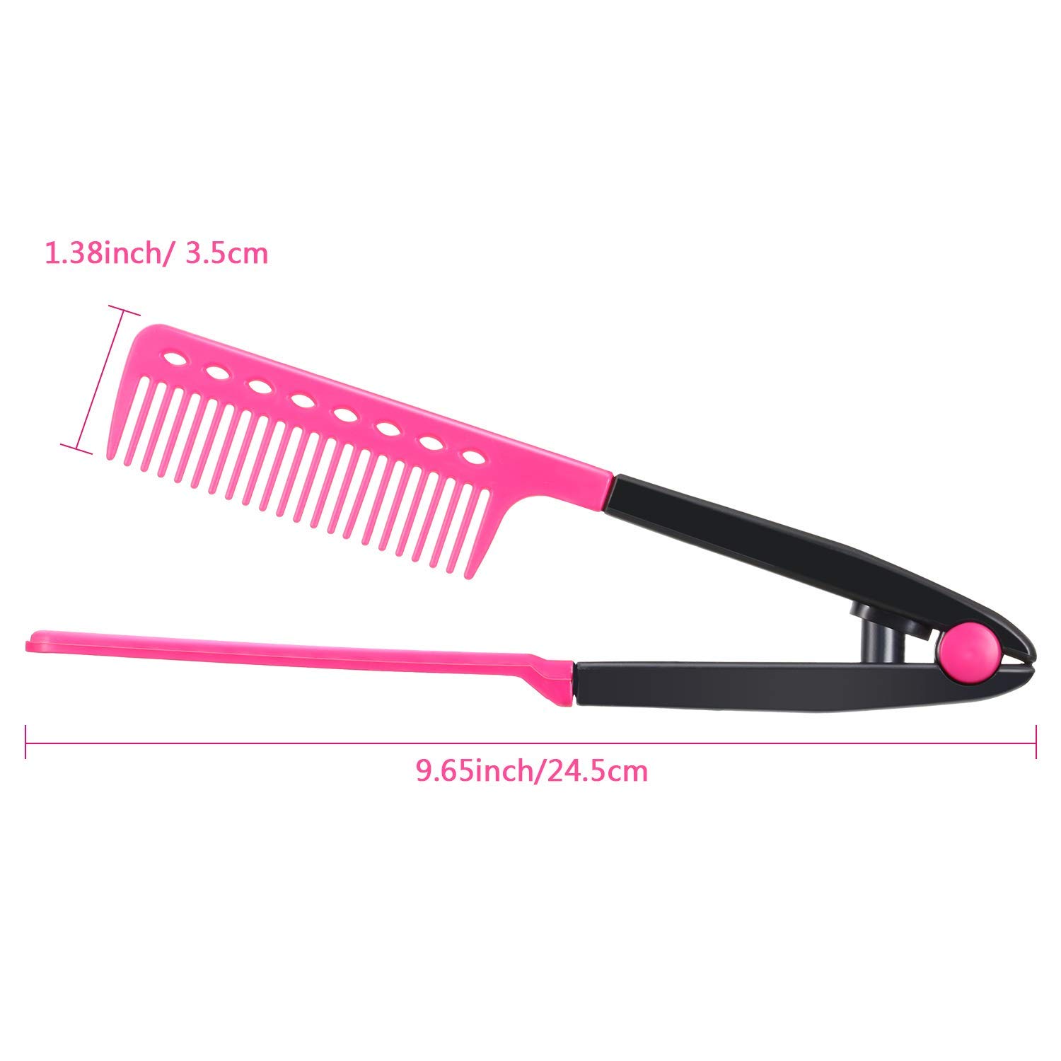 Frackson Pink V-Shaped Straightening Comb - Professional Salon Hair Brush & Styling Tool for Straightening Knotty Hair - Perfect for Home Use, Travel & Salon Styling