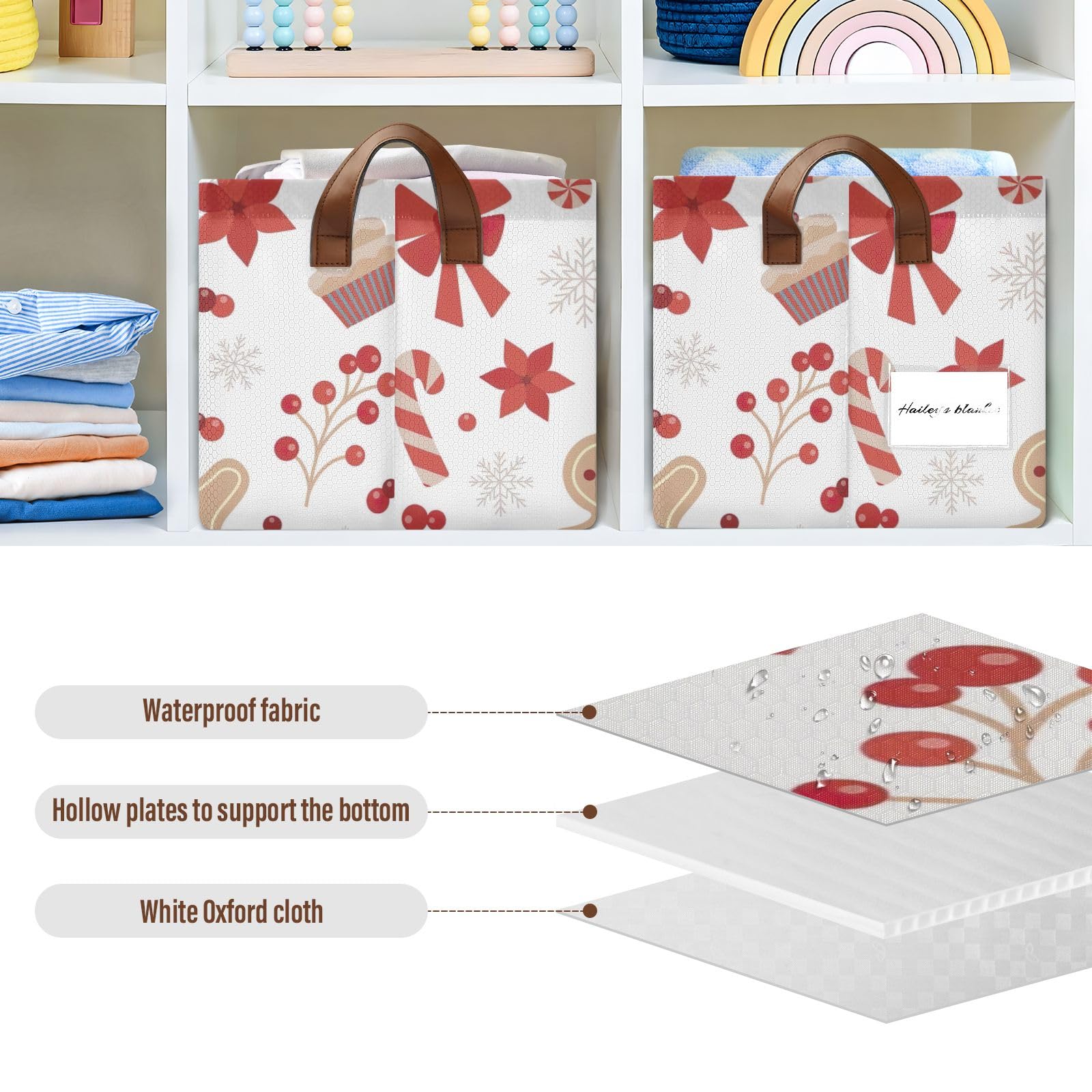 Gingerbread Man Storage Bins - Pantry Organization Baskets for Home & Kitchen