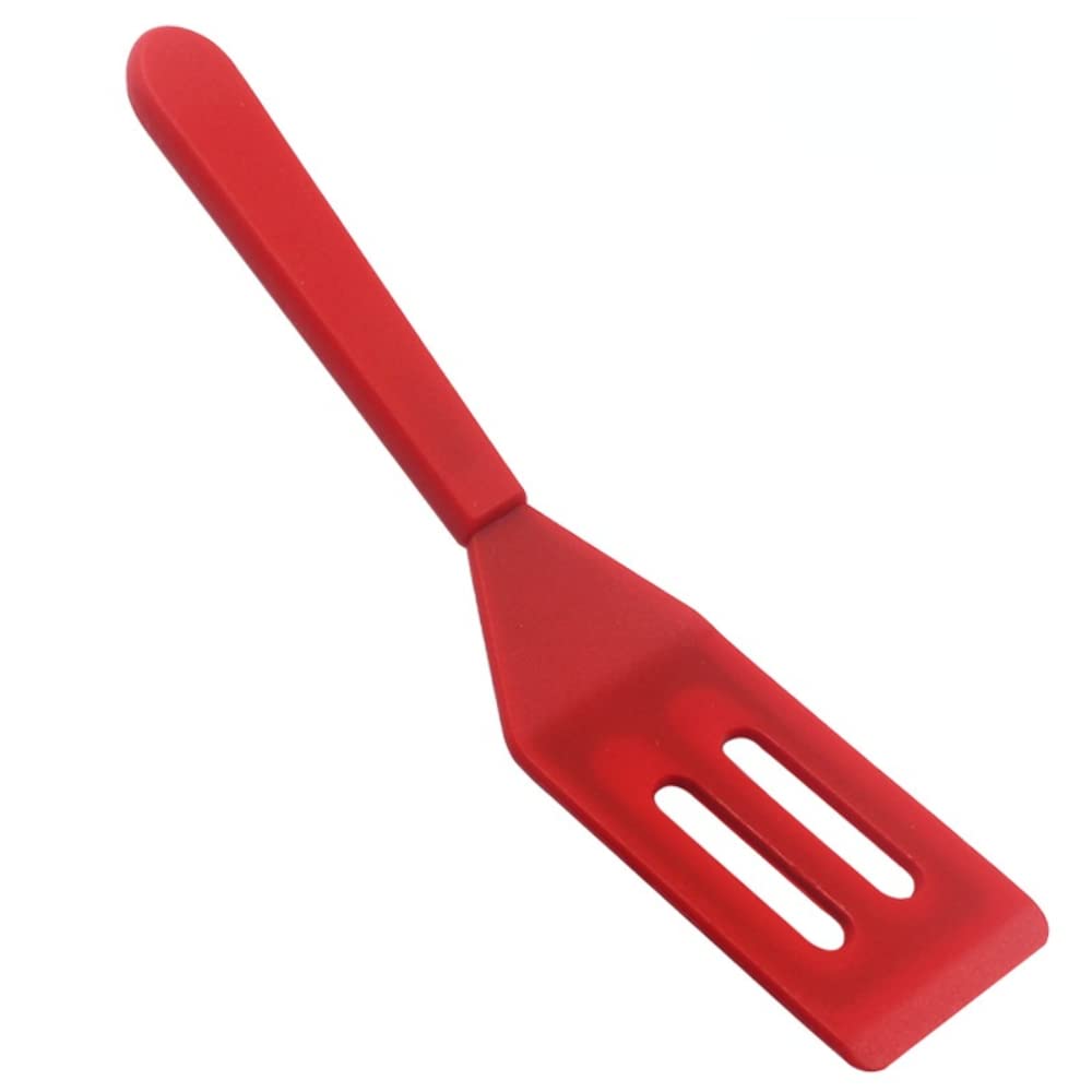 MIEDEON Silicone Cookie Spatula Set of 2 - Non-Slip Flat Pancake Turner, Leak-Proof Egg Flipper & Steak Spatula - Essential Baking Tools & Kitchen Gadgets (Red) - Perfect for Baking Cookies, Flipping Pancakes & Cooking Eggs