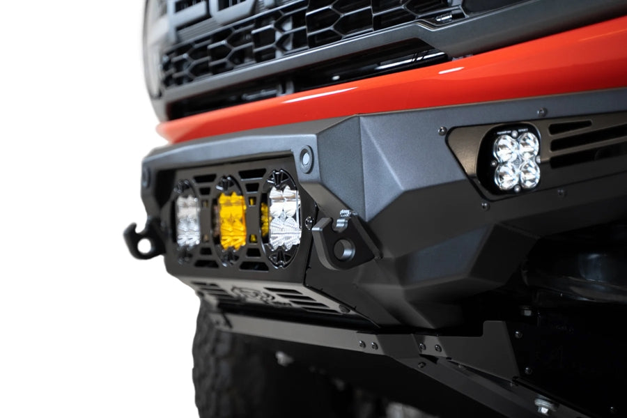 Ford Bronco Raptor Bomber Front Bumper by Addictive Desert Designs | Heavy-Duty Off-Road Protection for Rock Crawling & Trail Adventures