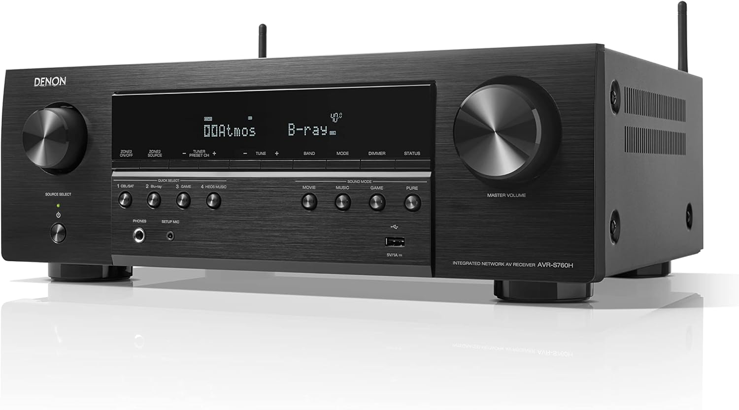 Denon AVR S760H 7.2 Channel AV Receiver with 75W per Channel, 8K Upscaling, Dolby Atmos, DTS Virtual:X | Wireless Streaming, HEOS Built-in, Alexa Voice Control | Perfect for Home Theater & Gaming Setup