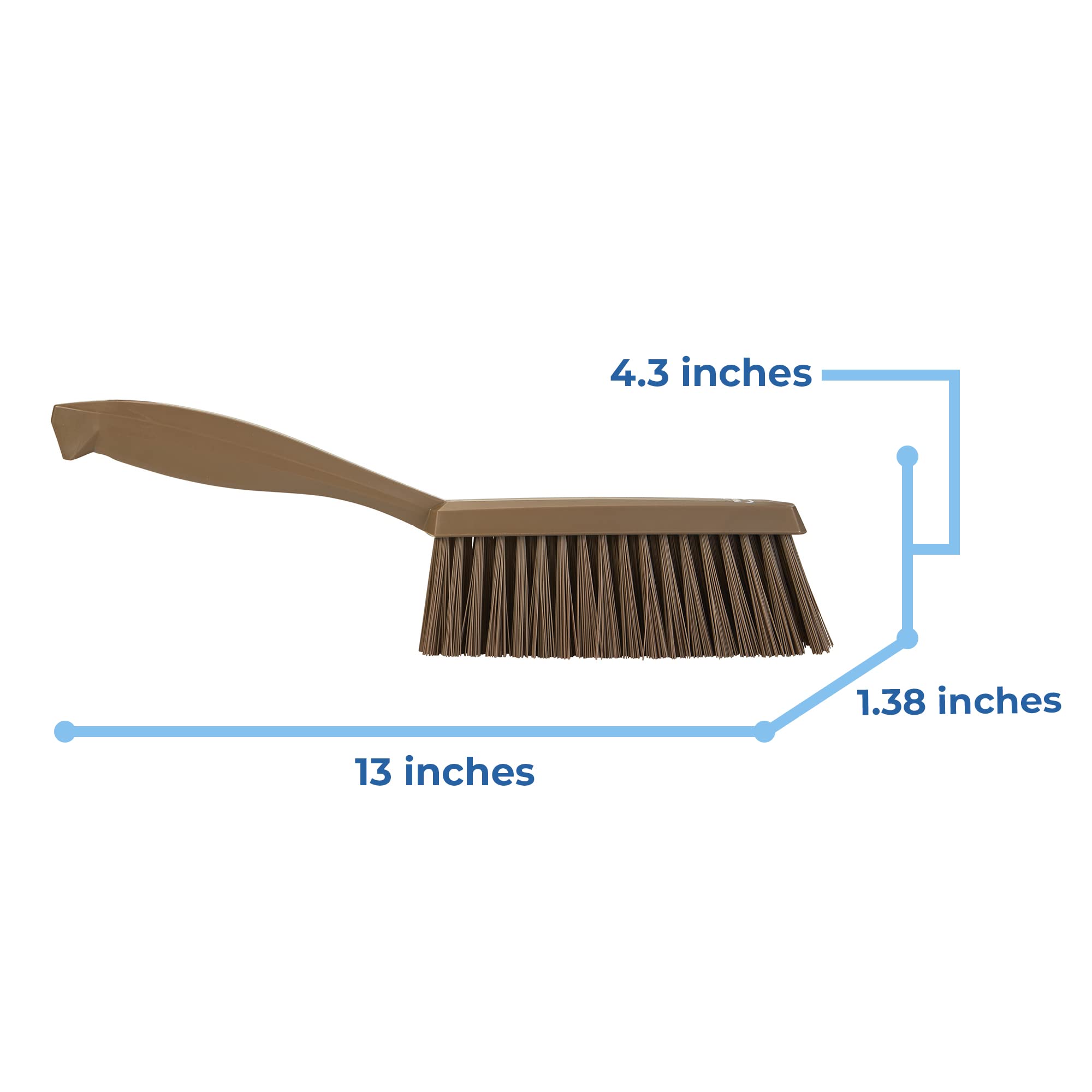 Vikan 458966 14-Inch Brown Bench Cleaning Brush with Polypropylene/Polyester Medium Bristles - Dustpan Brush & Sweeper for Workshop, Garage, and Outdoor Cleaning