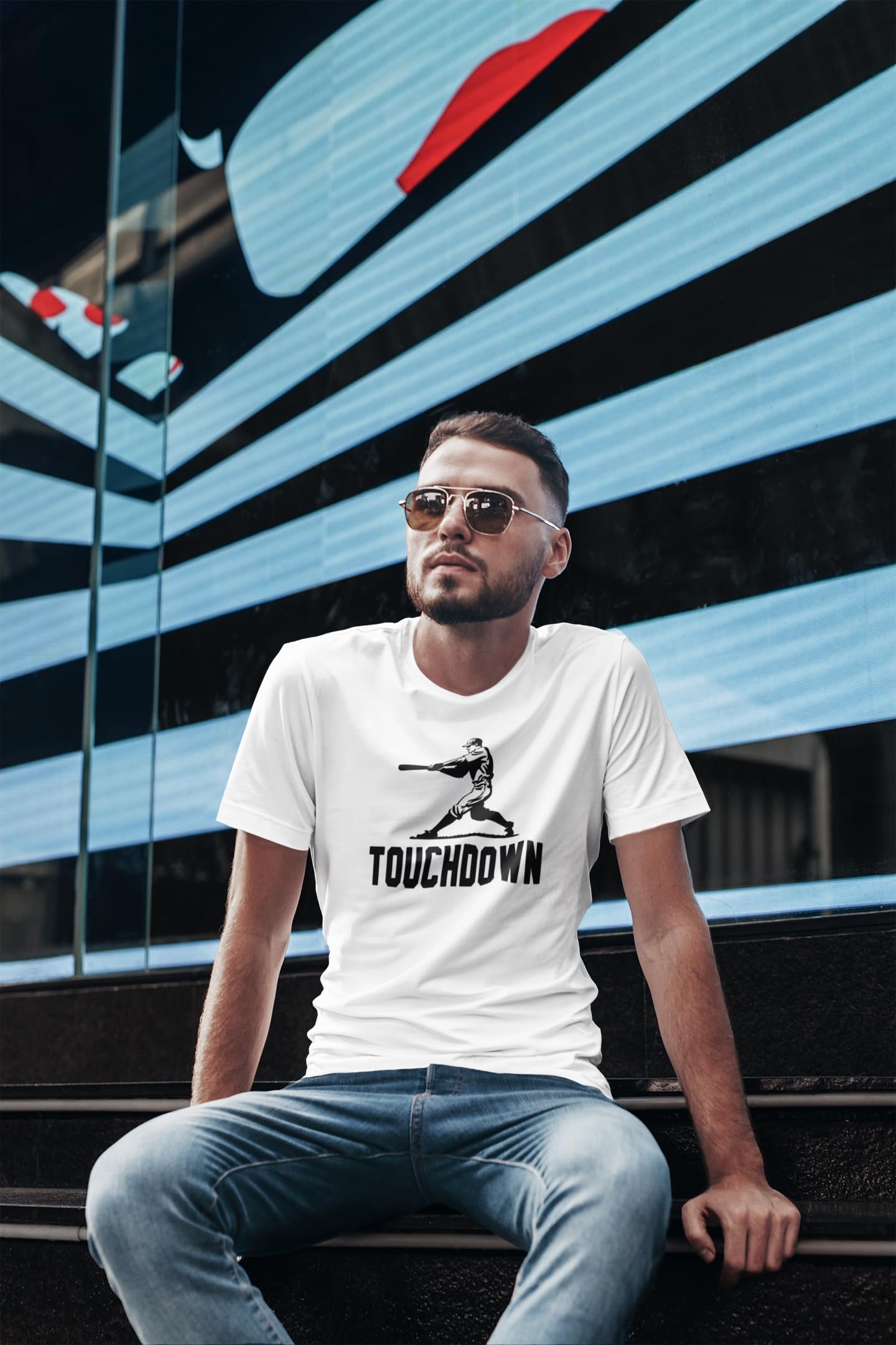 Funny Baseball Graphic Tee for Men - Pop Threads Touchdown Player Sports T-Shirt - Perfect for Game Day, Sports Fans & Casual Wear