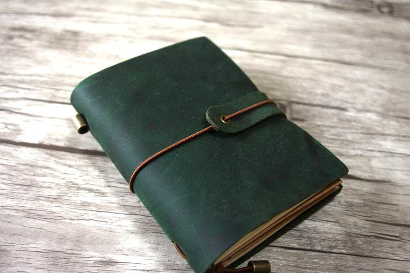 Premium Green Leather Traveler's Notebook - Slim & Compact for Journaling, Sketching & Daily Planning | Perfect Gift for Writers, Artists & Students