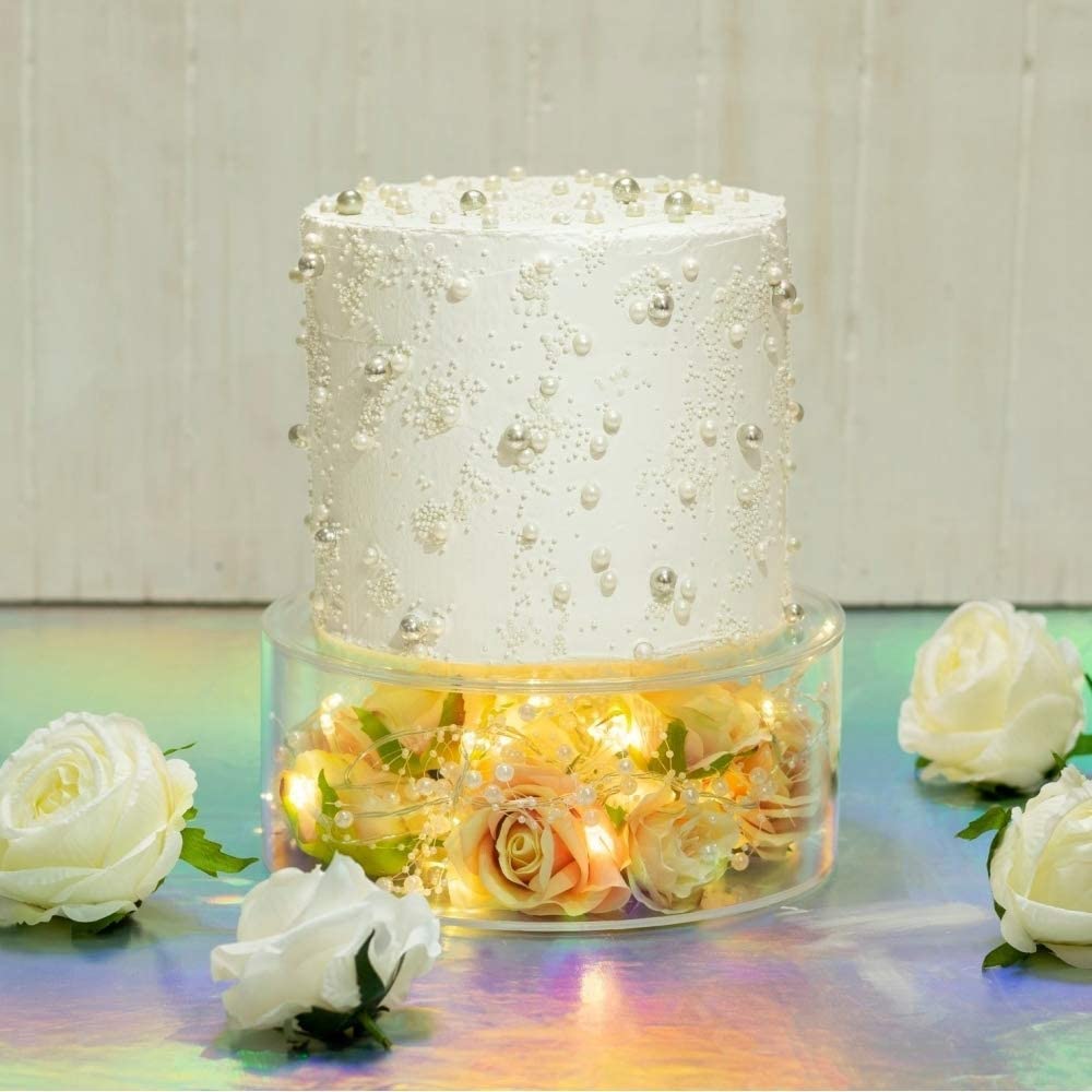 Choowin 2-Pack Clear Acrylic Fillable Floating Cake Stand Set - 10 inch & 6 inch Round Cake Risers for Wedding, Birthday Party Dessert Display | Perfect for Multi-Tier Cakes, Cupcakes & Pastry Showcase