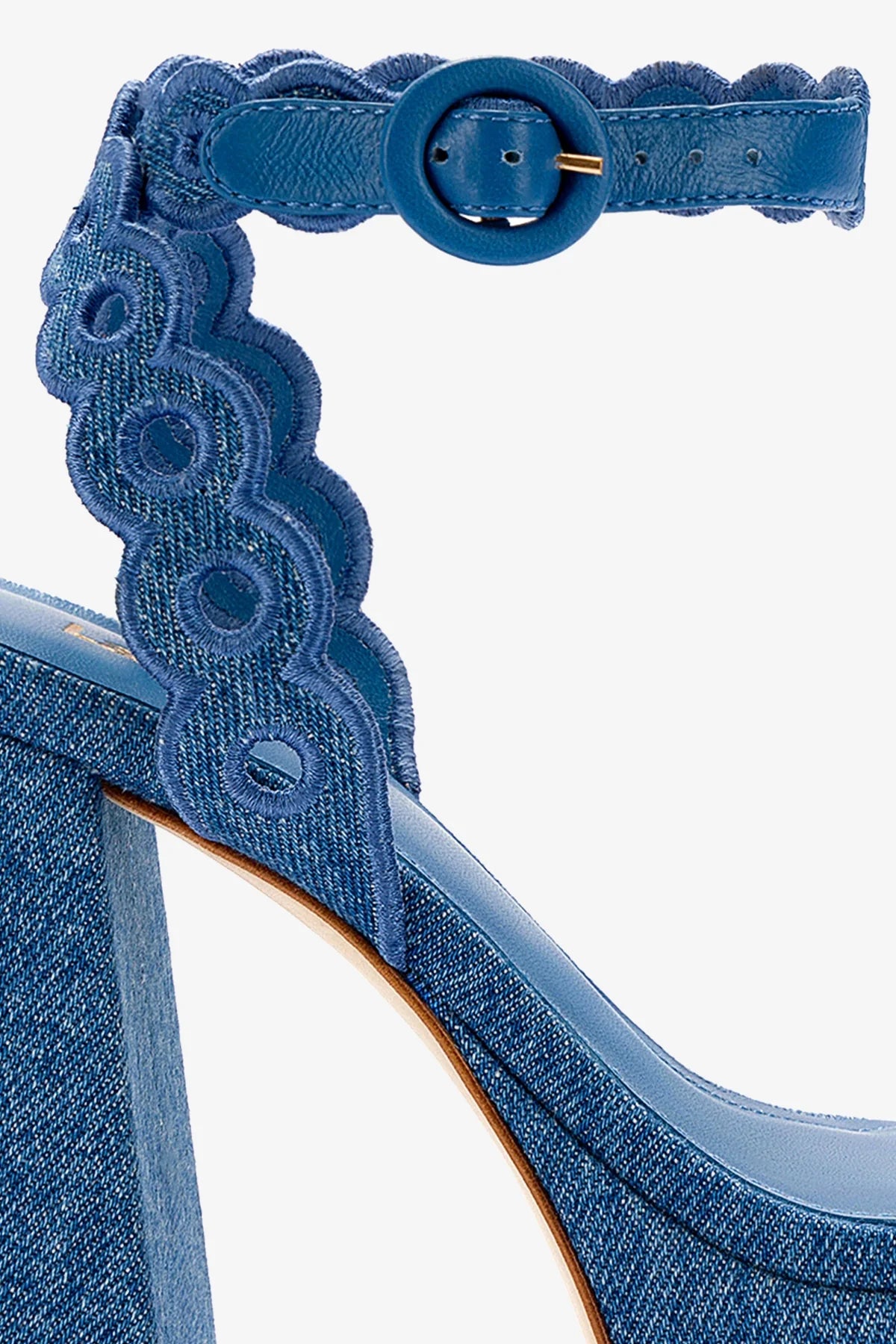 Blue Stone Embroidered Denim Dolly Sandals - Comfortable Women's Flats for Casual Outings & Summer Beach Walks