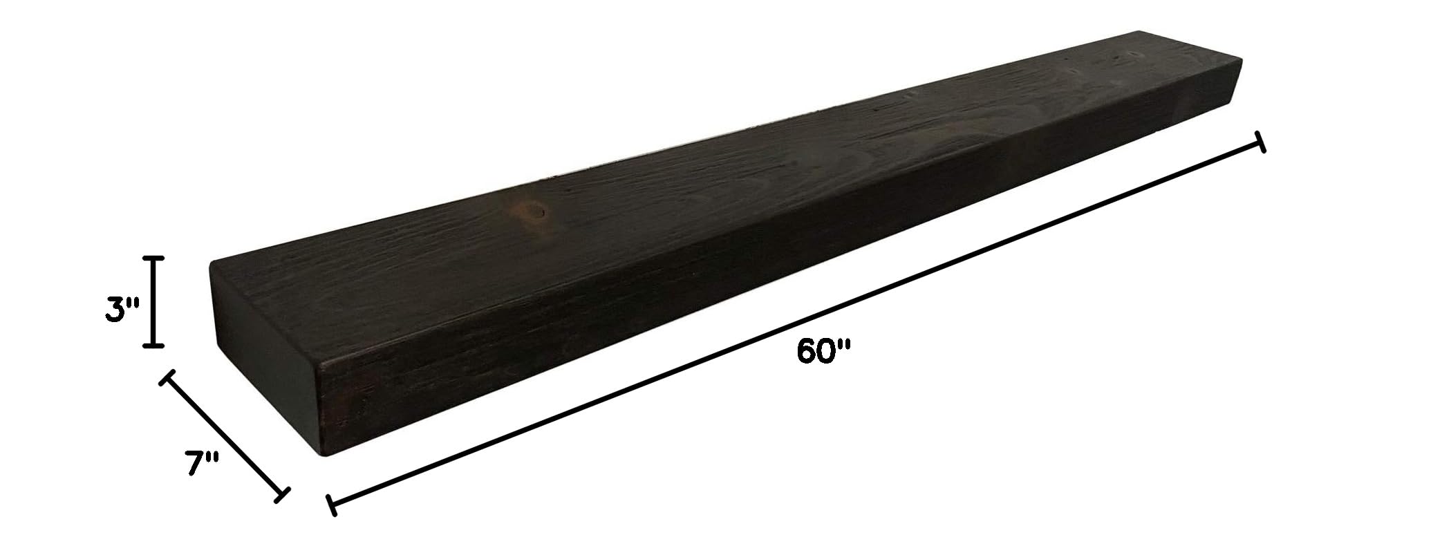 Joel's Antiques - 60 Inch Solid Wood Floating Shelves for Wall - Natural Wood Heavy Duty Rustic Fireplace Mantel & Bookshelf - Perfect for Living Room, Bedroom, Office Decor - Mocha Brown 60x7x3 Inches - Wall Mounted Shelf for Displaying Photos, Books & Home Decor