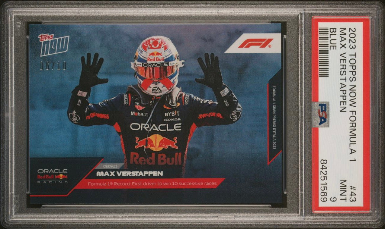 2023 Topps Now F1 Max Verstappen #43 Blue PSA 9 Graded Racing Card - Perfect for F1 Collectors, Sports Memorabilia Displays, and Investment Portfolios