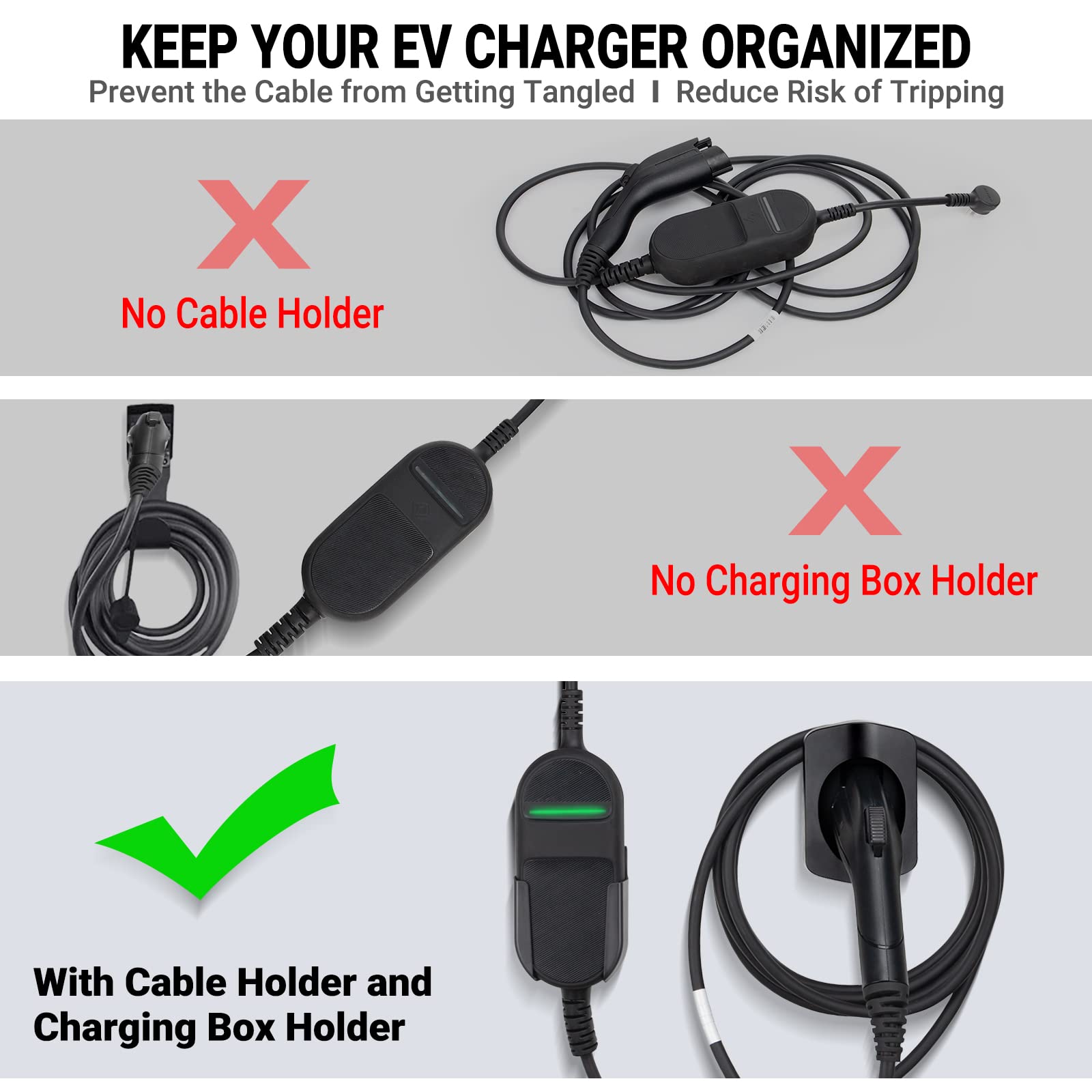 Premium R1T/R1S Wall Mount Charging Cable Organizer - Black | Durable Cable Holder & Connector for Rivian R1T R1S Accessories | Perfect for Home, Garage & Office Organization