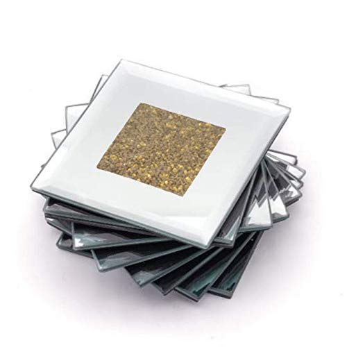 Modern Glitter Glass Coasters Set of 8 - Square Decorative Drink Coasters for Dining Tables, Parties, Events & Home Decor - Elegant Table Protection for Wine Glasses, Coffee Mugs & Beverages - Perfect for Weddings, Dinner Parties & Office Use