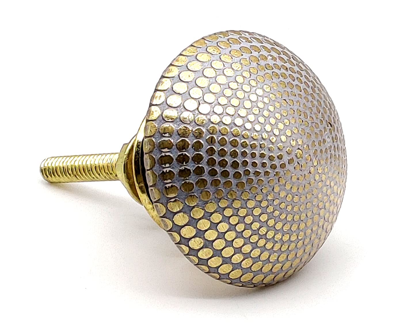 Handmade Brass Cabinet Knobs & Drawer Pulls - Decorative White Dotted 36mm Hardware for Dressers, Kitchen, Bathroom & Living Room Cabinets (Set of 6) | Perfect for Home Renovation & Furniture Upgrade
