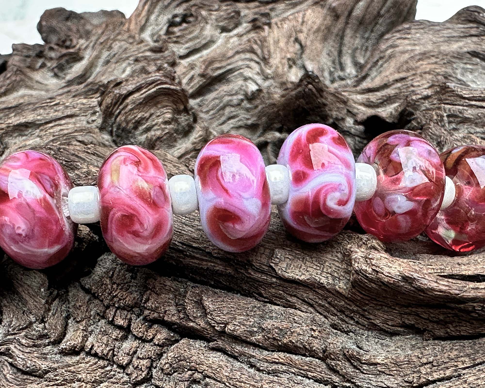 8 Fuchsia Pink Mosaic Lampwork Glass Beads Set for Jewelry Making - DIY Bracelet, Necklace & Craft Projects - Perfect for Bohemian Style Accessories