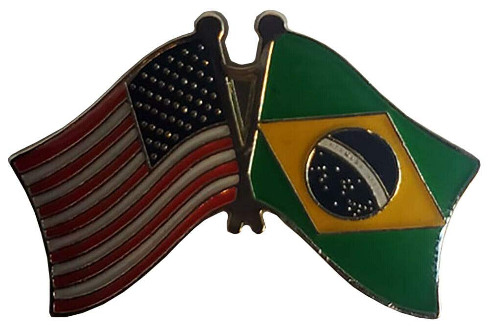 USA American & Brazil Country Flags - Bike Motorcycle Hat Cap Lapel Pin for Sports Fans, Bikers & Patriotic Events