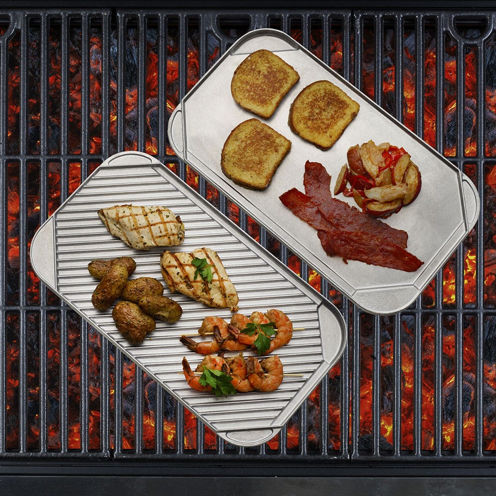 Premium Double Sided Grill Pan for Indoor & Outdoor Cooking - Non-Stick Reversible Griddle for Steak, Burgers, Pancakes & More - Perfect for BBQ, Camping & Home Kitchen Use