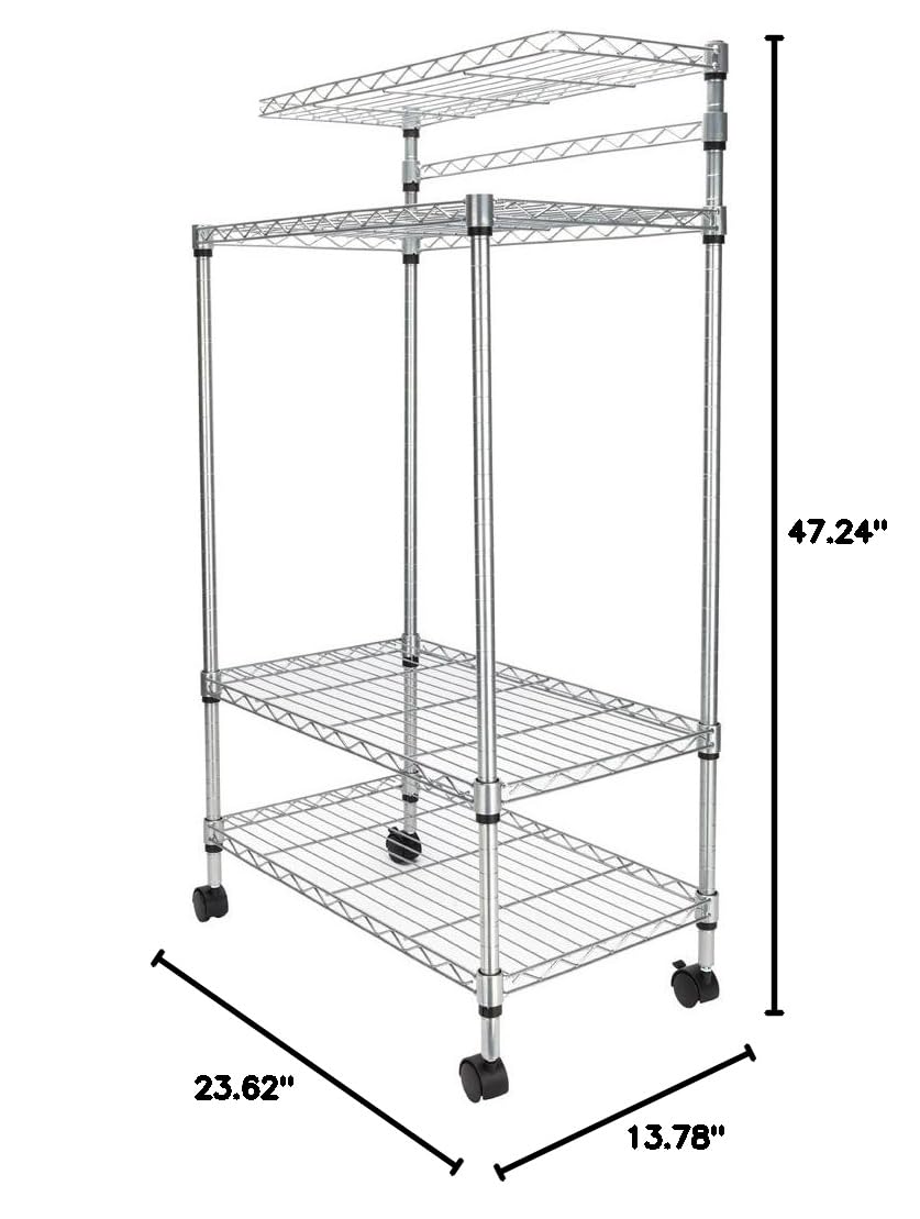 4-Tier Rolling Kitchen Baker's Rack - Microwave Stand with Storage Shelves, Mobile Organizer Cart for Baking & Cooking - Perfect for Small Kitchens, Apartments & Home Bakeries